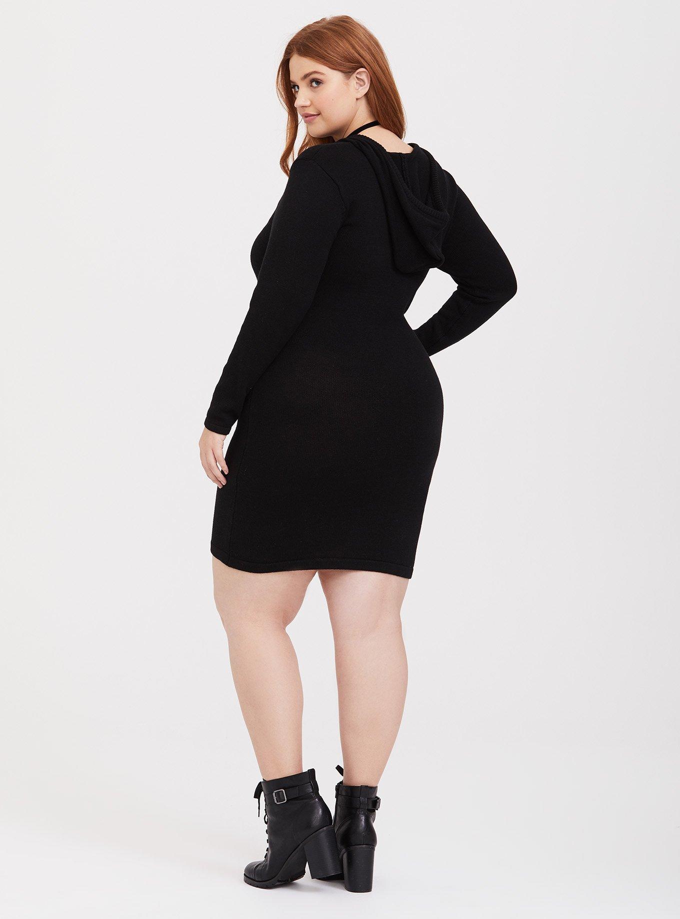 bodycon dress with hoodie Long Sleeve Hooded Bodycon Midi Dress