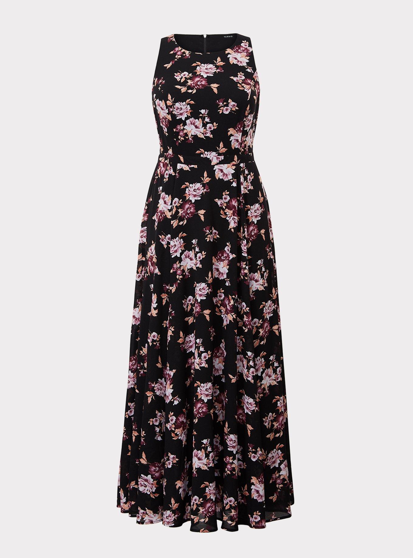 Plus Size - Black Floral Georgette Maxi Dress - Torrid