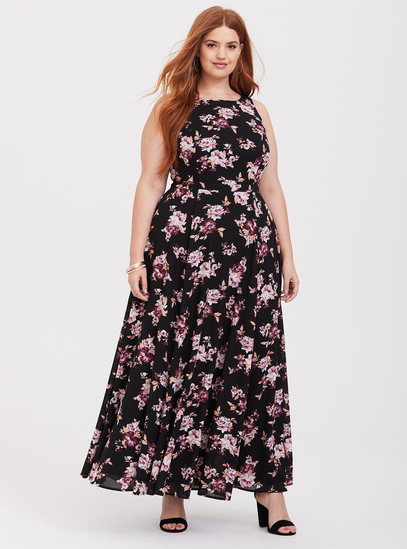 Torrid black store floral maxi dress