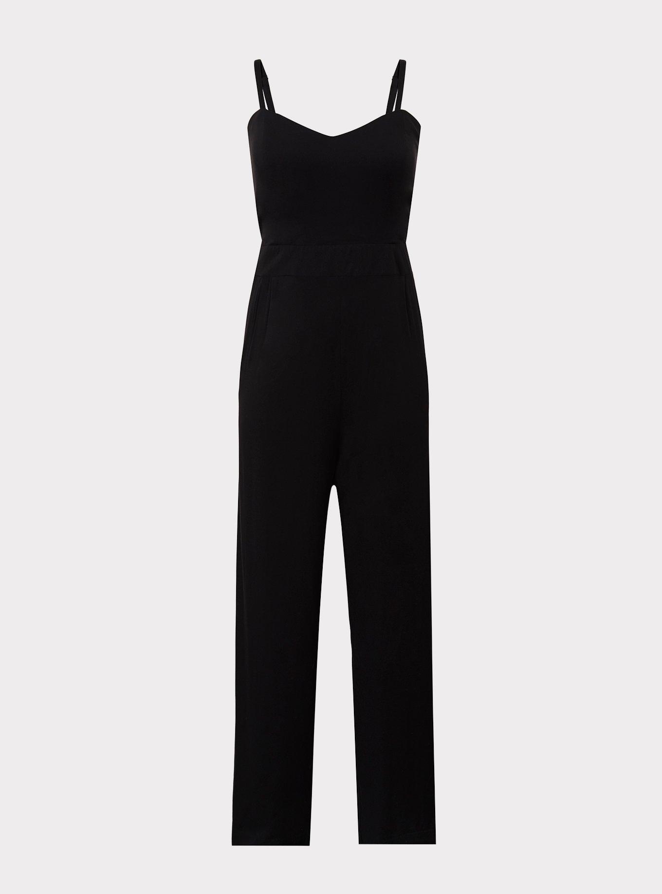 Plus Size Black Challis Strapless Jumpsuit Torrid