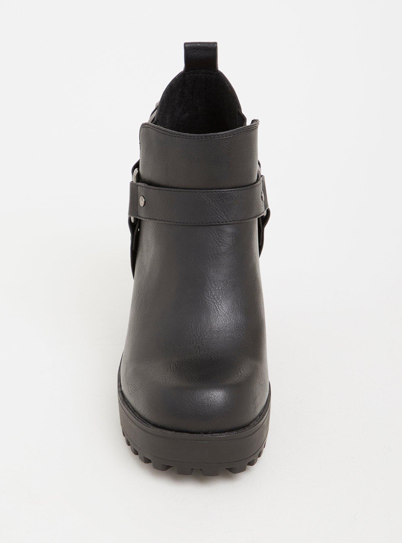 Plus Size Black Faux Leather Lug Bootie (Wide Width), BLACK, alternate