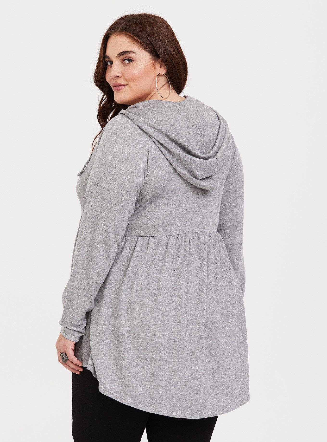 Cozy Tunic Hoodie in Heather Grey