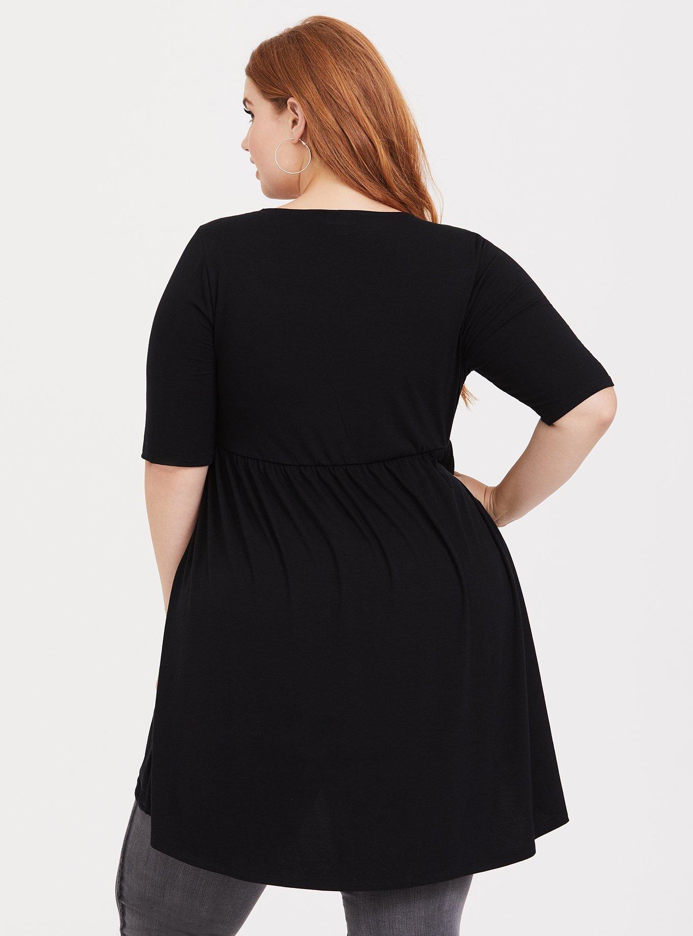 Plus Size Black Elbow Sleeve Tunic Tee Torrid