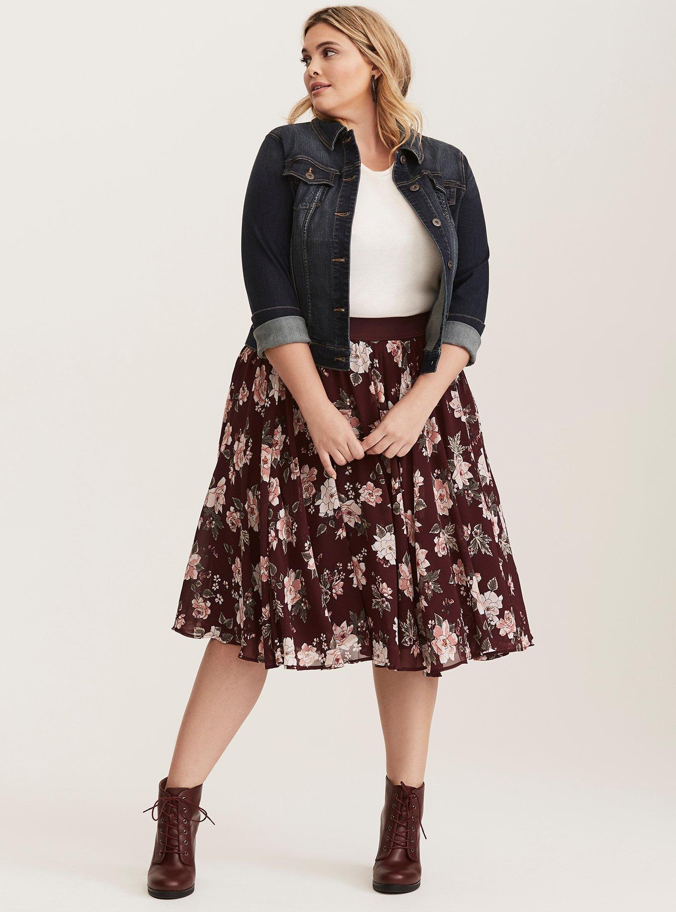 Plus Size Midi Chiffon Skirt Torrid