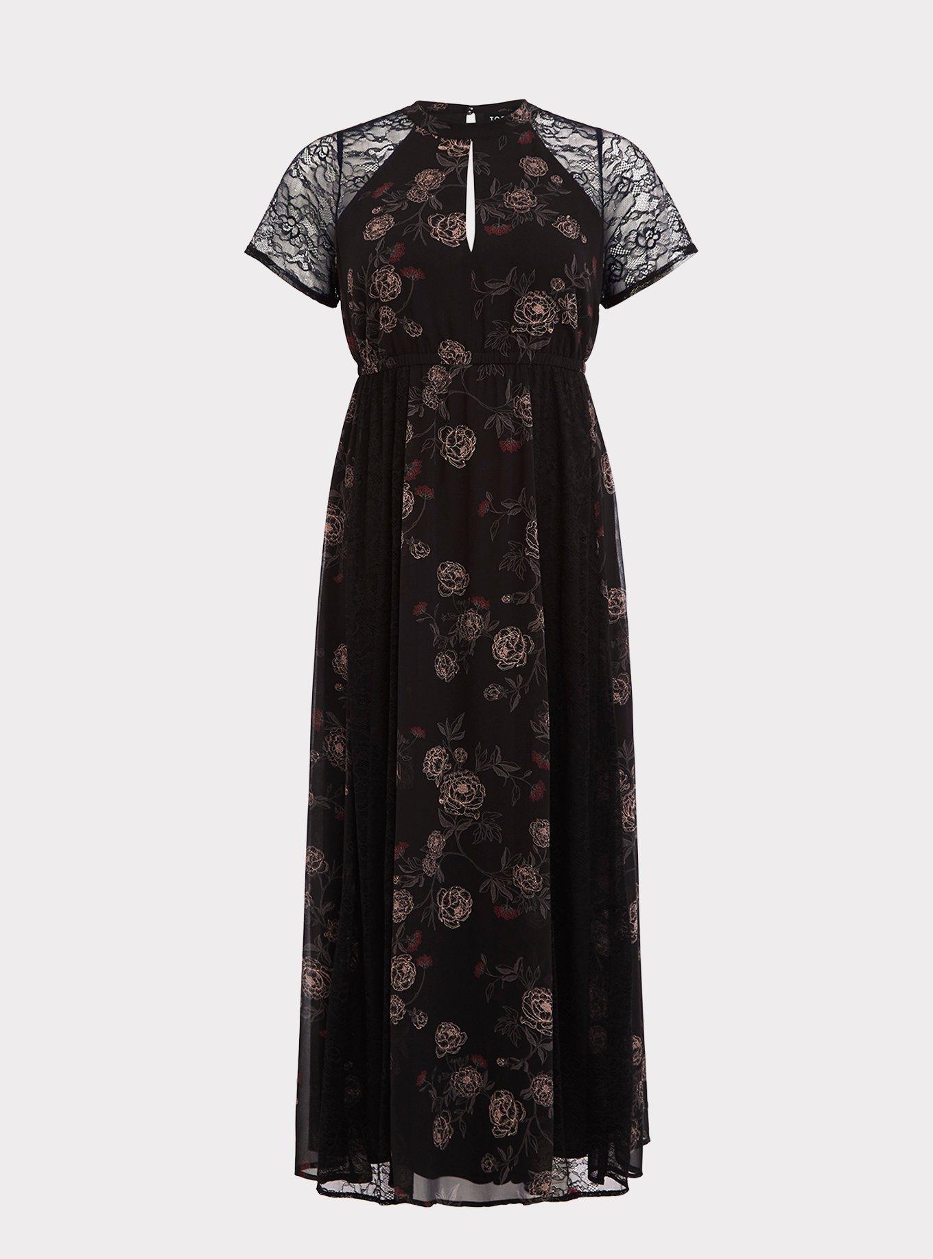 how to walk in floor length dress Floral-Lace Long Beaded Prom Dress main image 1