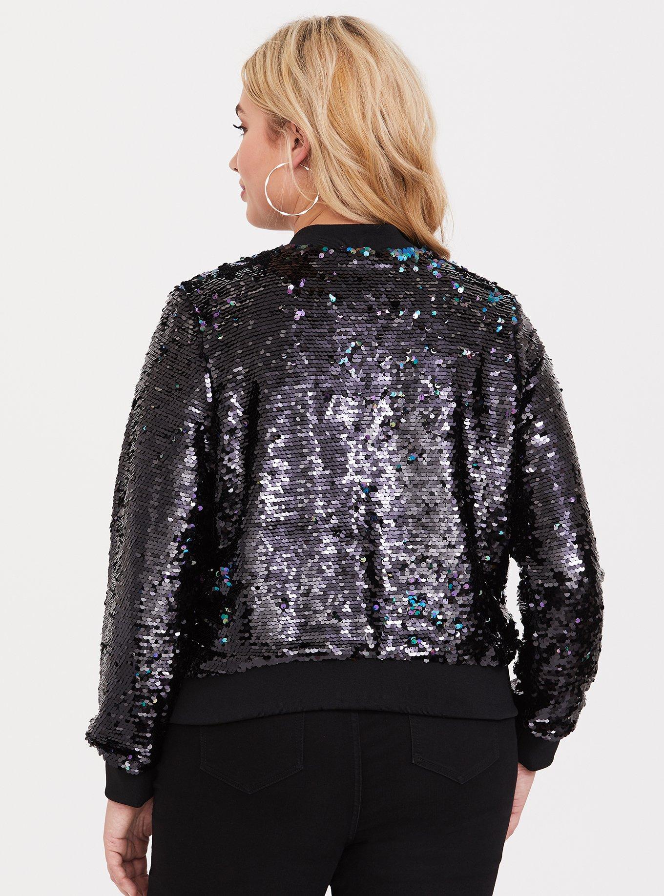 Plus size sequin bomber on sale jacket