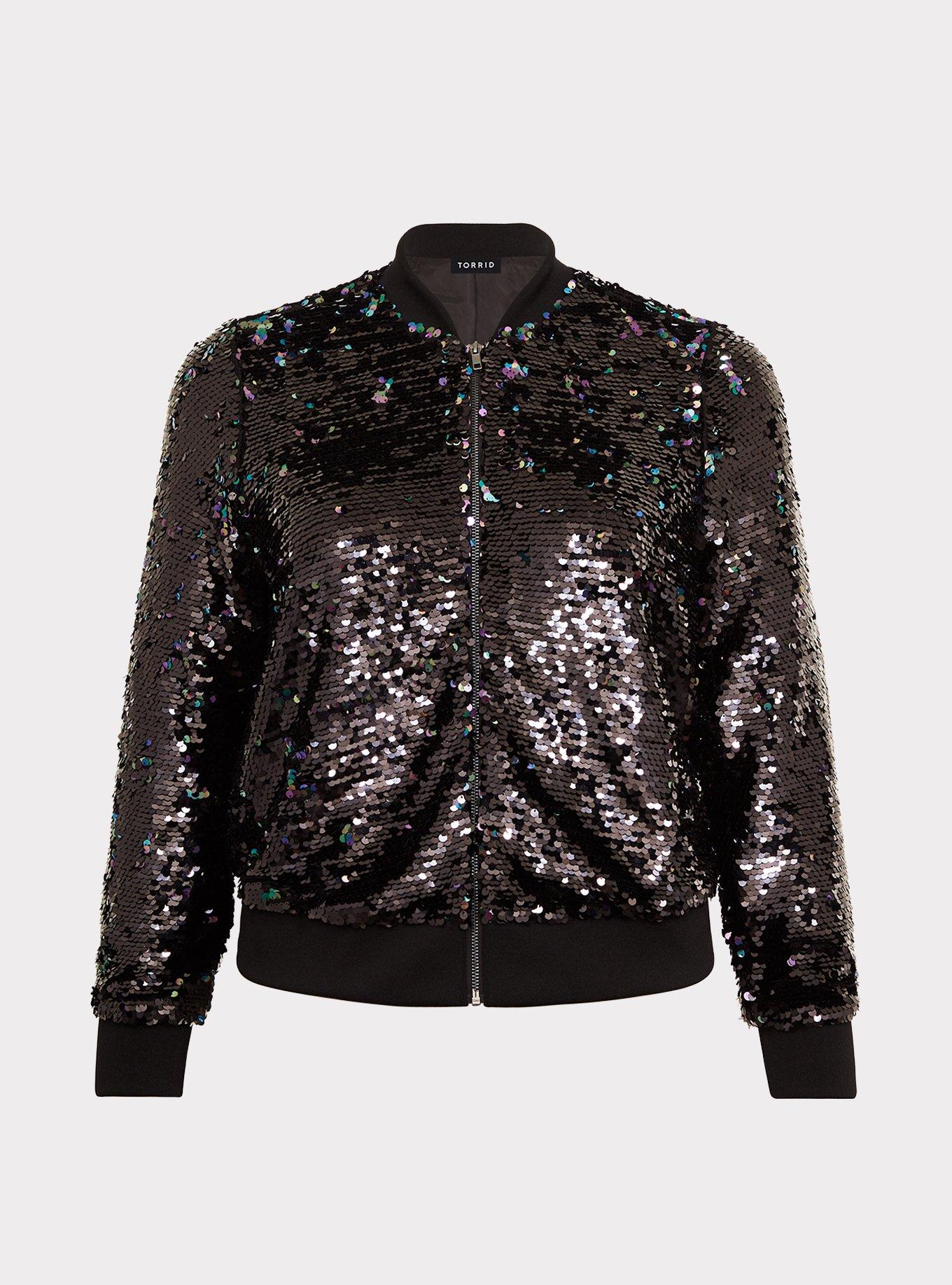 Black sequin outlet bomber