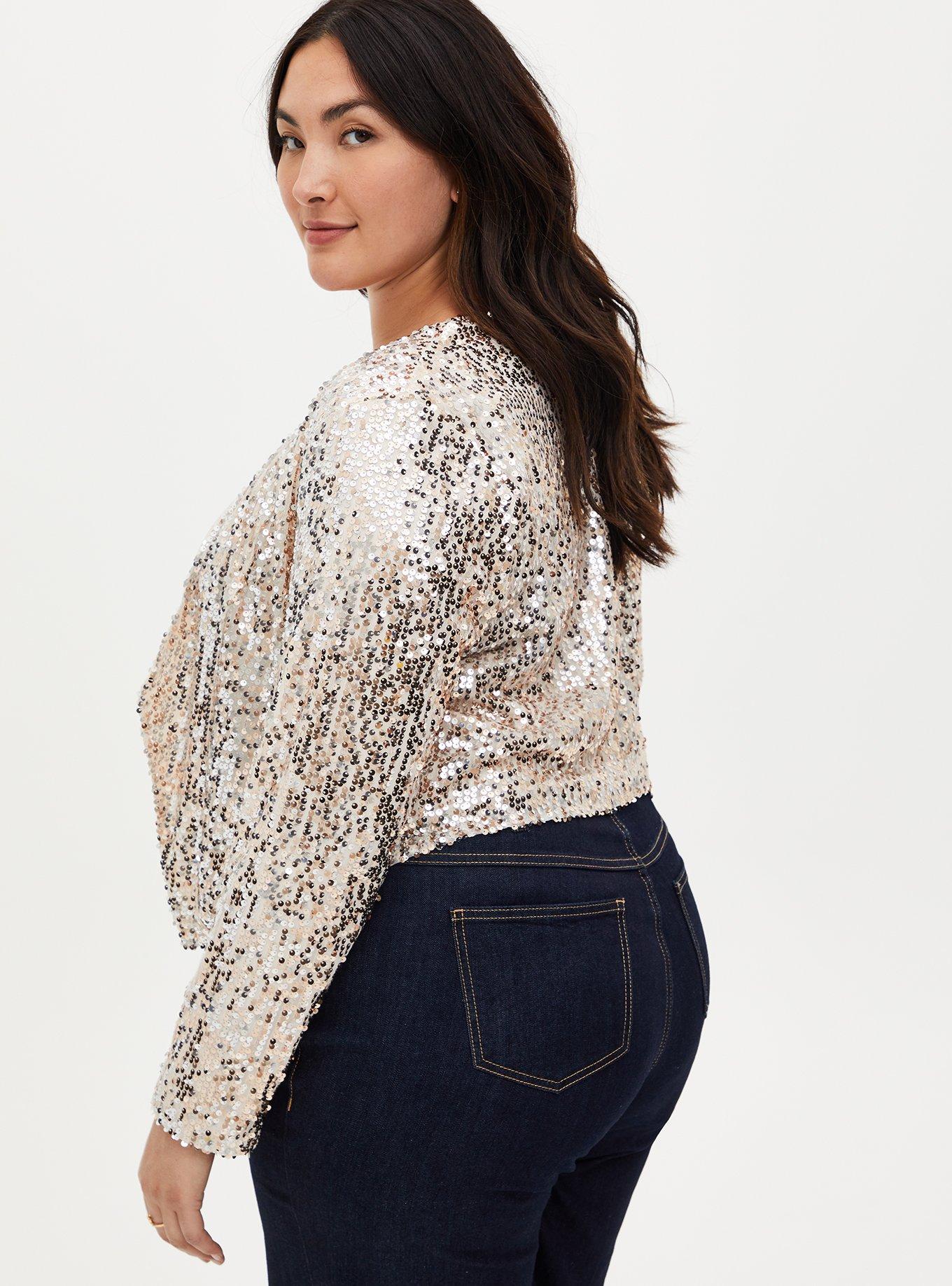 Plus Size - Sequin Bomber - Gold - Torrid