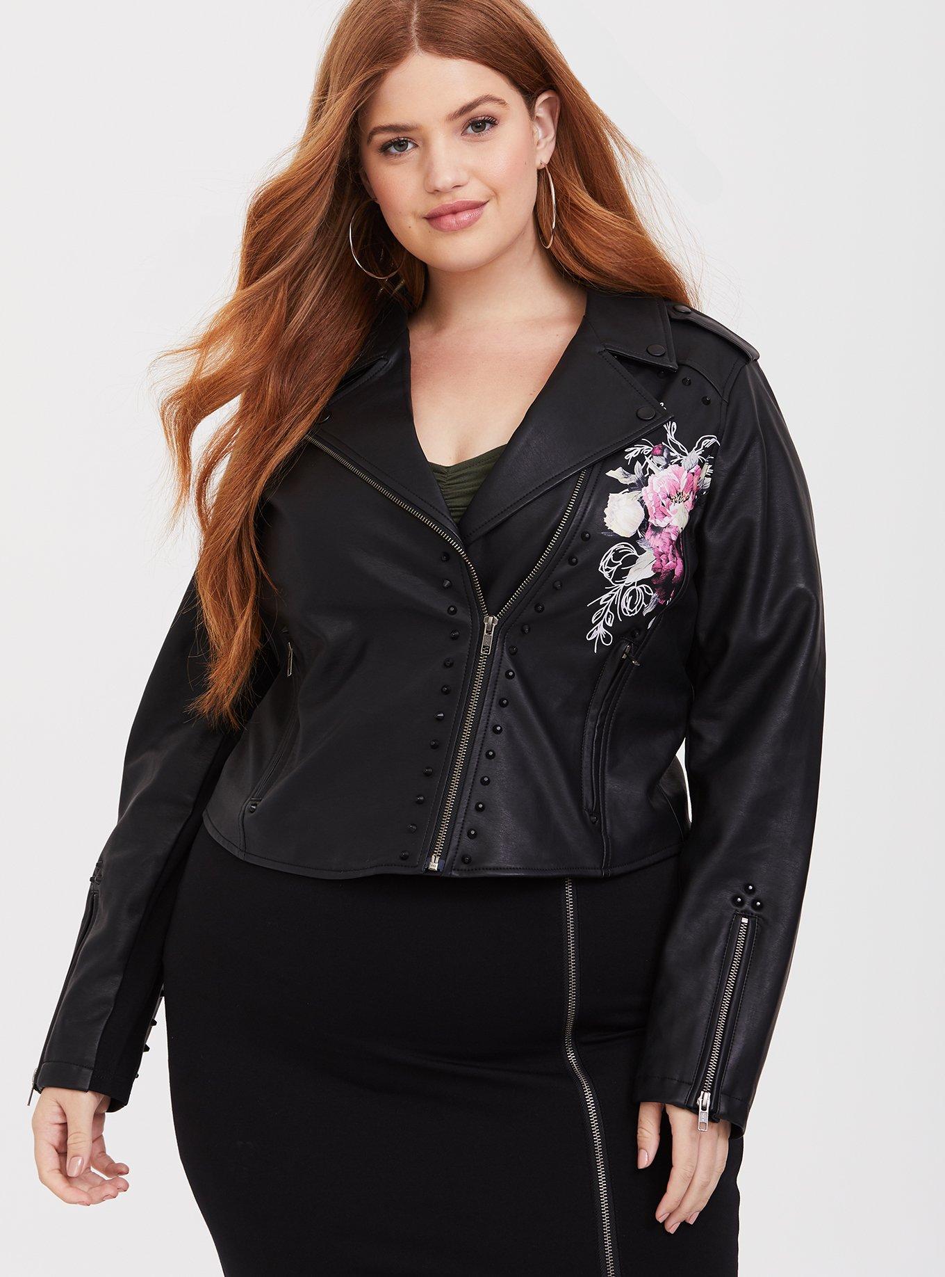 Plus Size - Black Painted Faux Leather Moto Jacket - Torrid