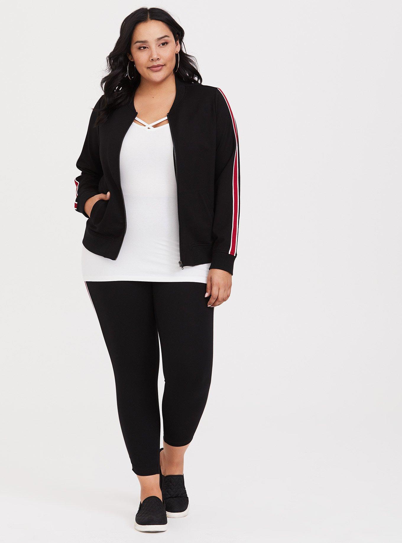 Ponte Stripe Bomber, DEEP BLACK, alternate