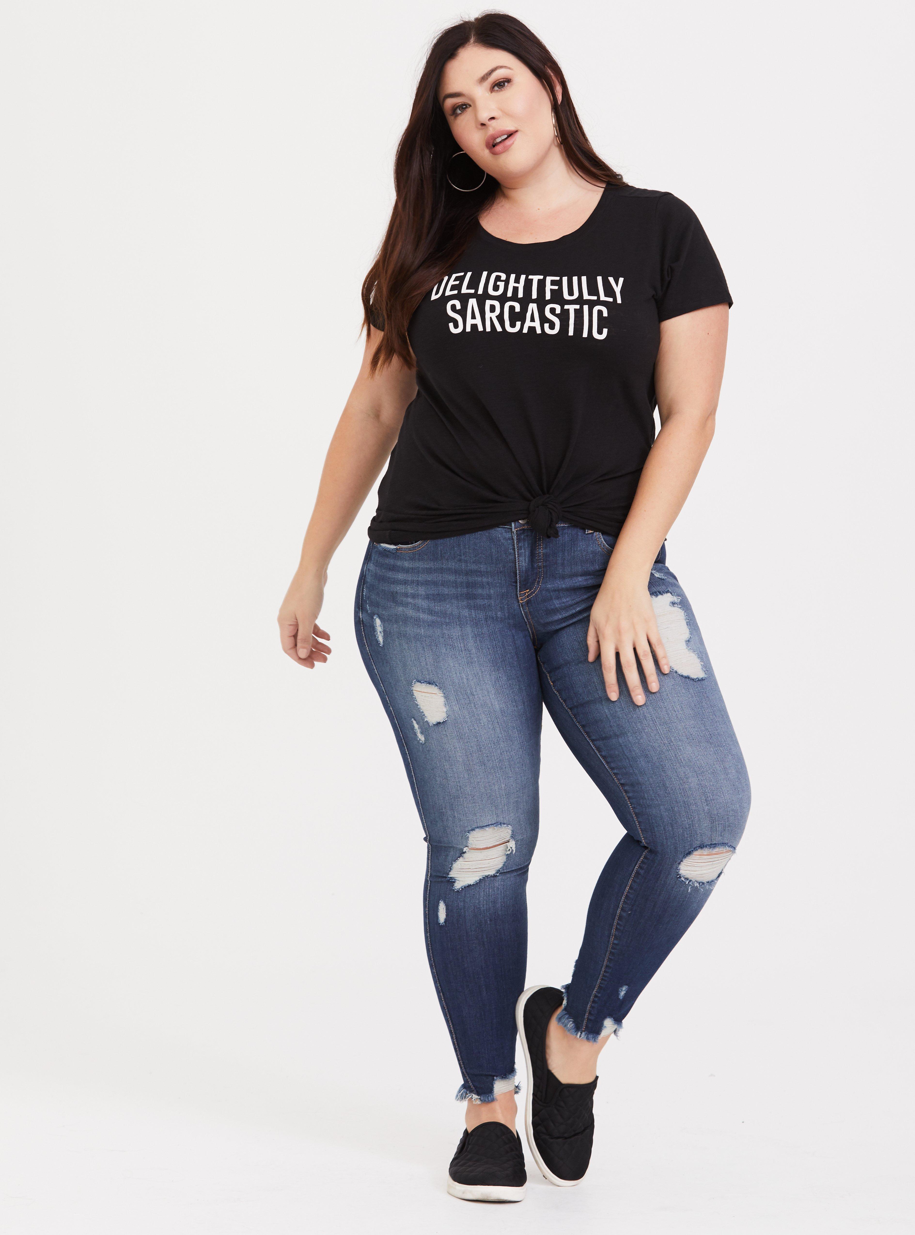 Delightfully Sarcastic Black Slim Fit Crew Tee, DEEP BLACK, alternate