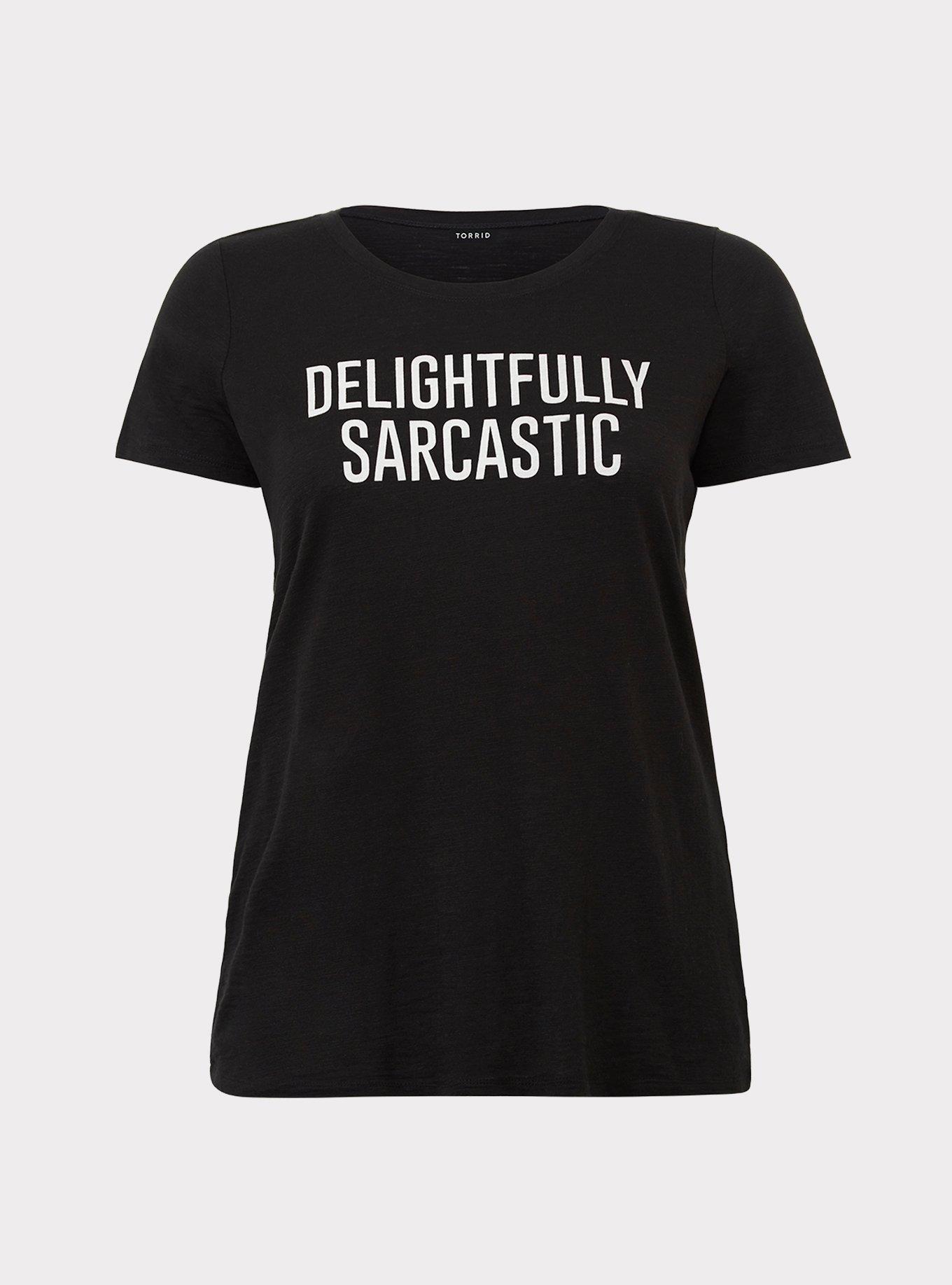 Delightfully Sarcastic Black Slim Fit Crew Tee, DEEP BLACK, hi-res