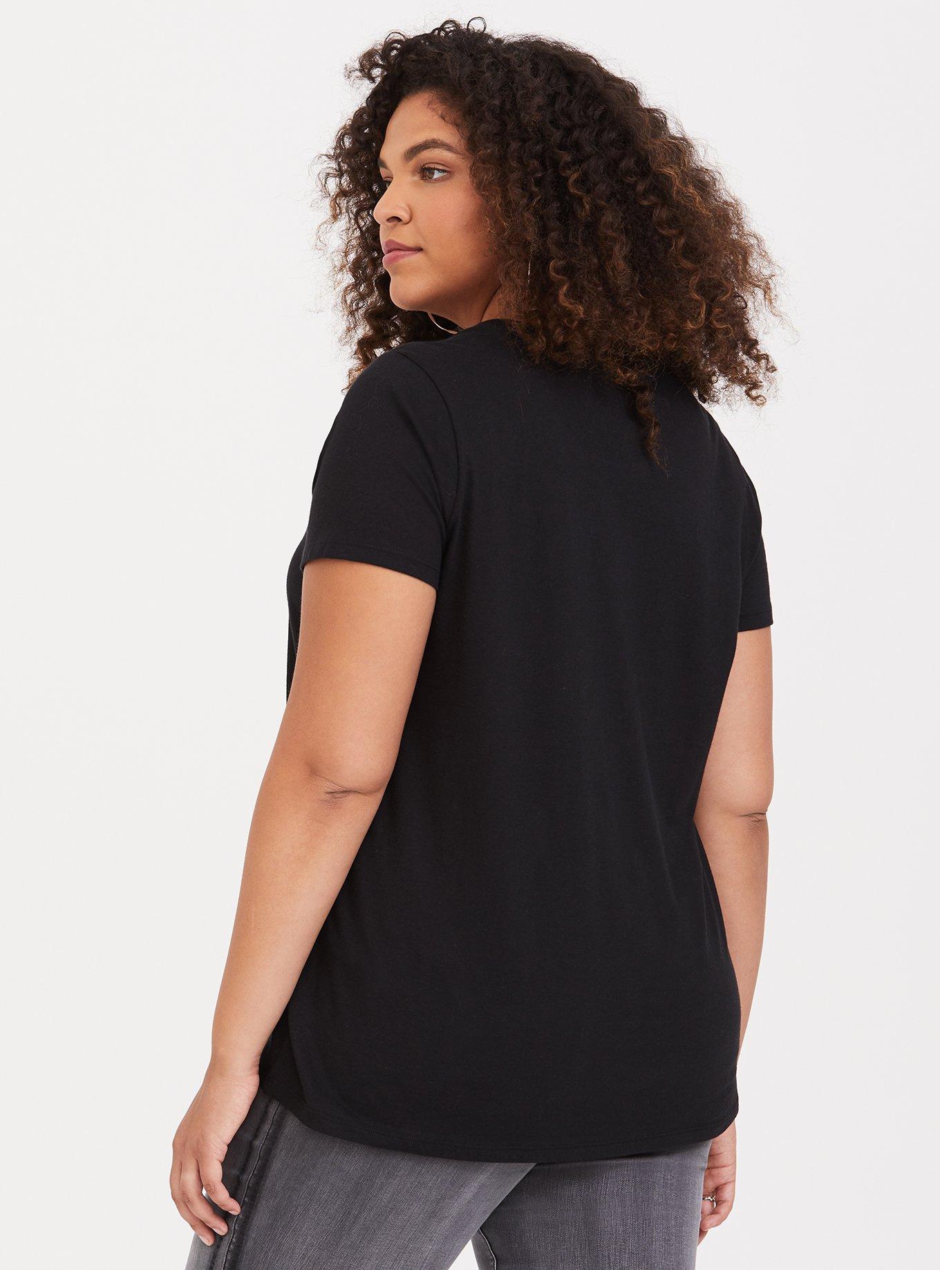Black Floral Skull Crew Neck Tee, , alternate