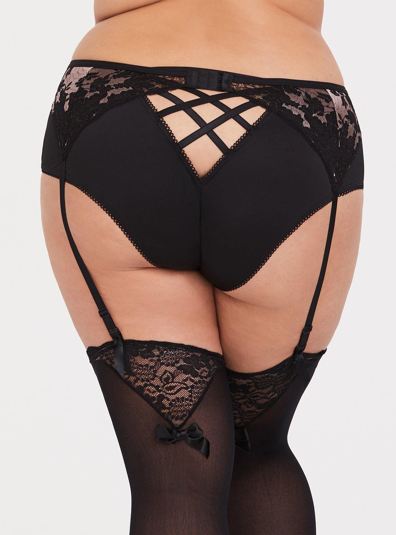 Plus Size - Black & Pink Lace Garter