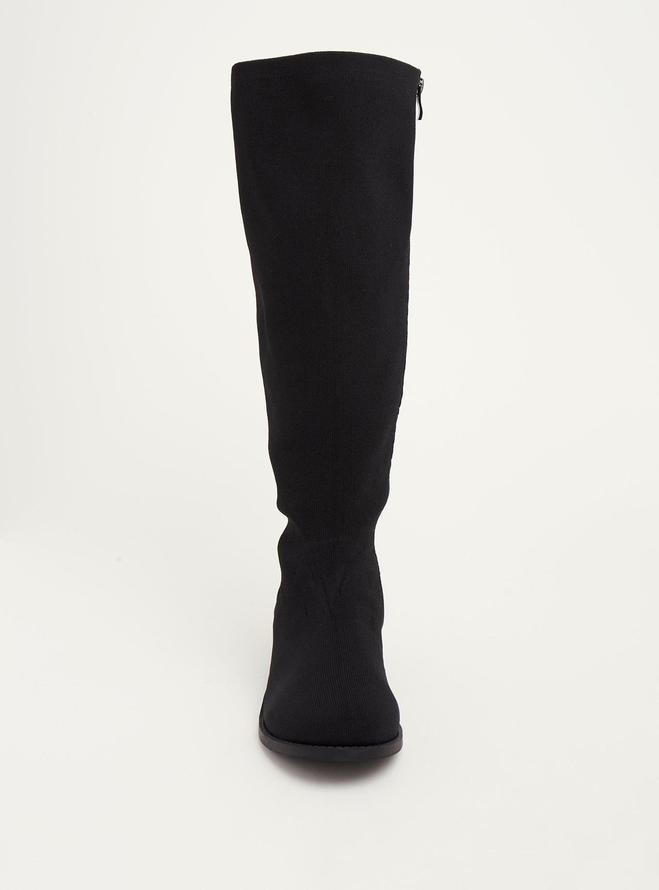 Black Elastic Knee Boot (WW & Wide To Extra Wide Calf), BLACK, alternate