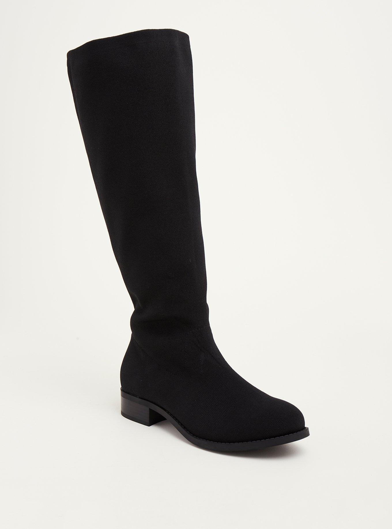 Black Elastic Knee Boot (WW & Wide To Extra Wide Calf), , hi-res