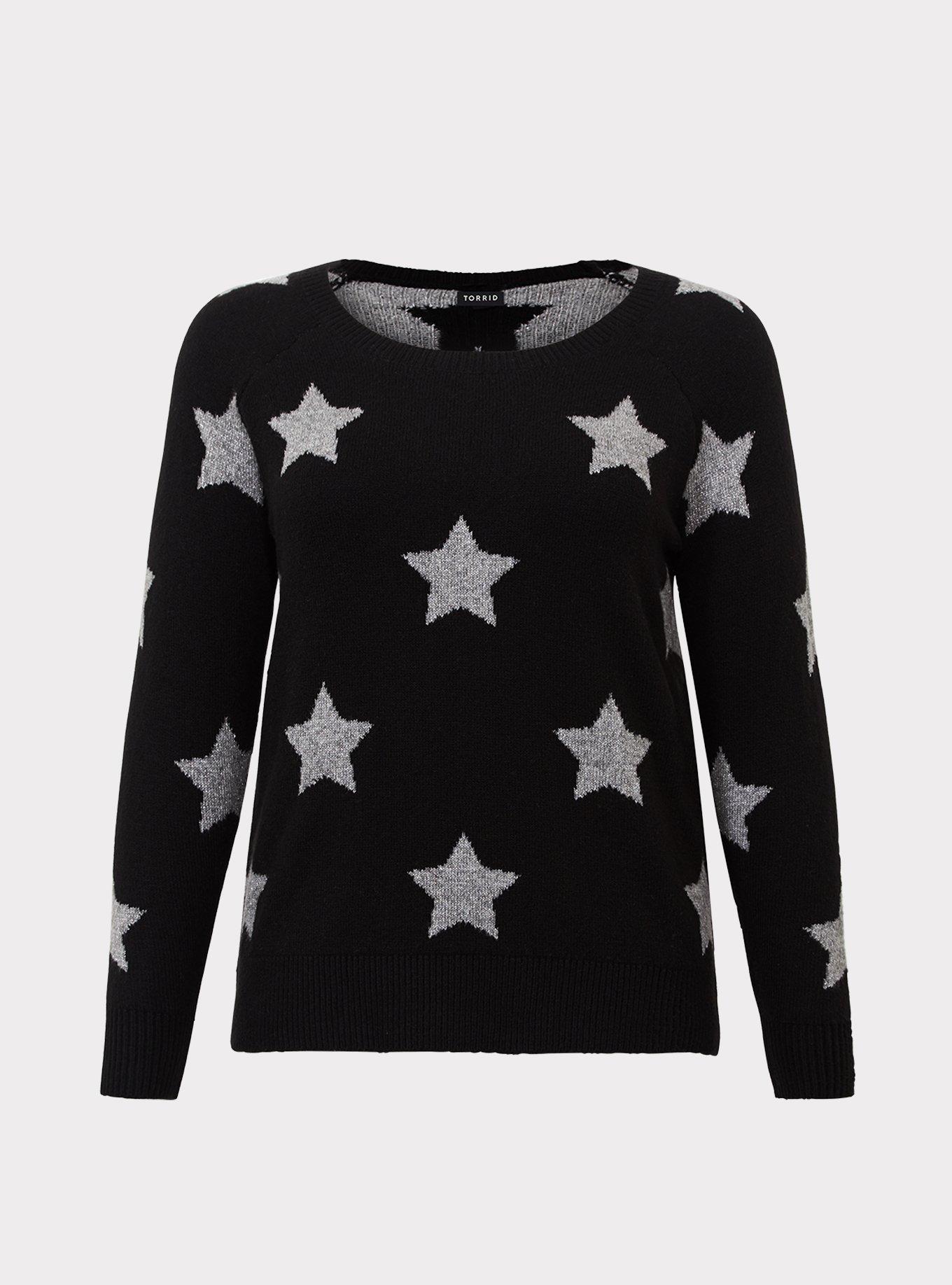 Plus Size - Black Metallic Star Pullover Sweater - Torrid