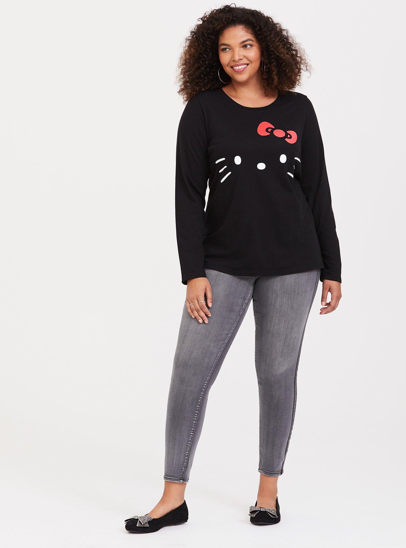 NWT Torrid Plus Size 5 5X 28 LONG SLEEVE CREW TEE - SUPER SOFT BLACK