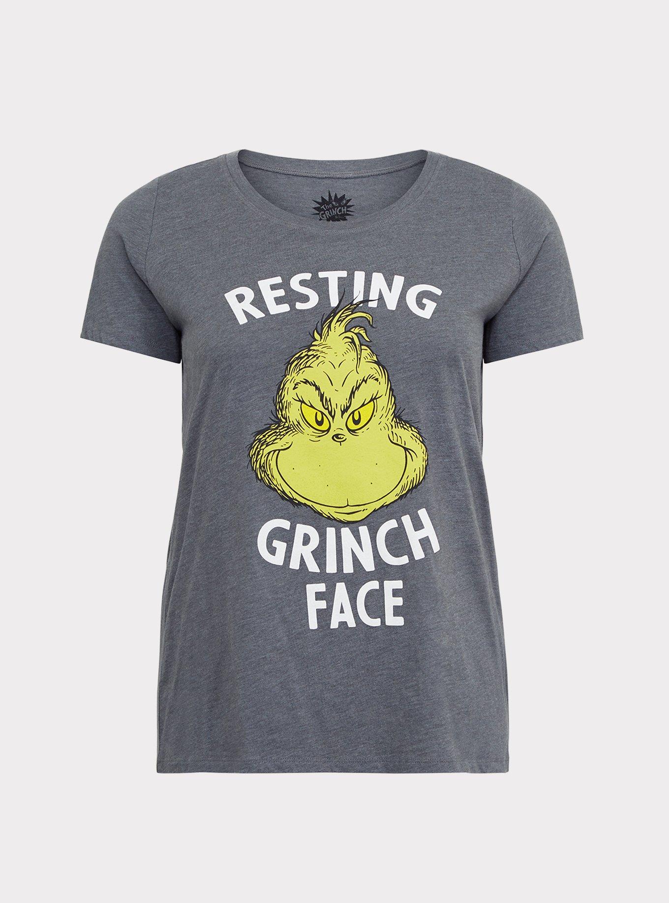 Plus Size The Grinch Grey Crew Tee, MEDIUM HEATHER GREY, hi-res