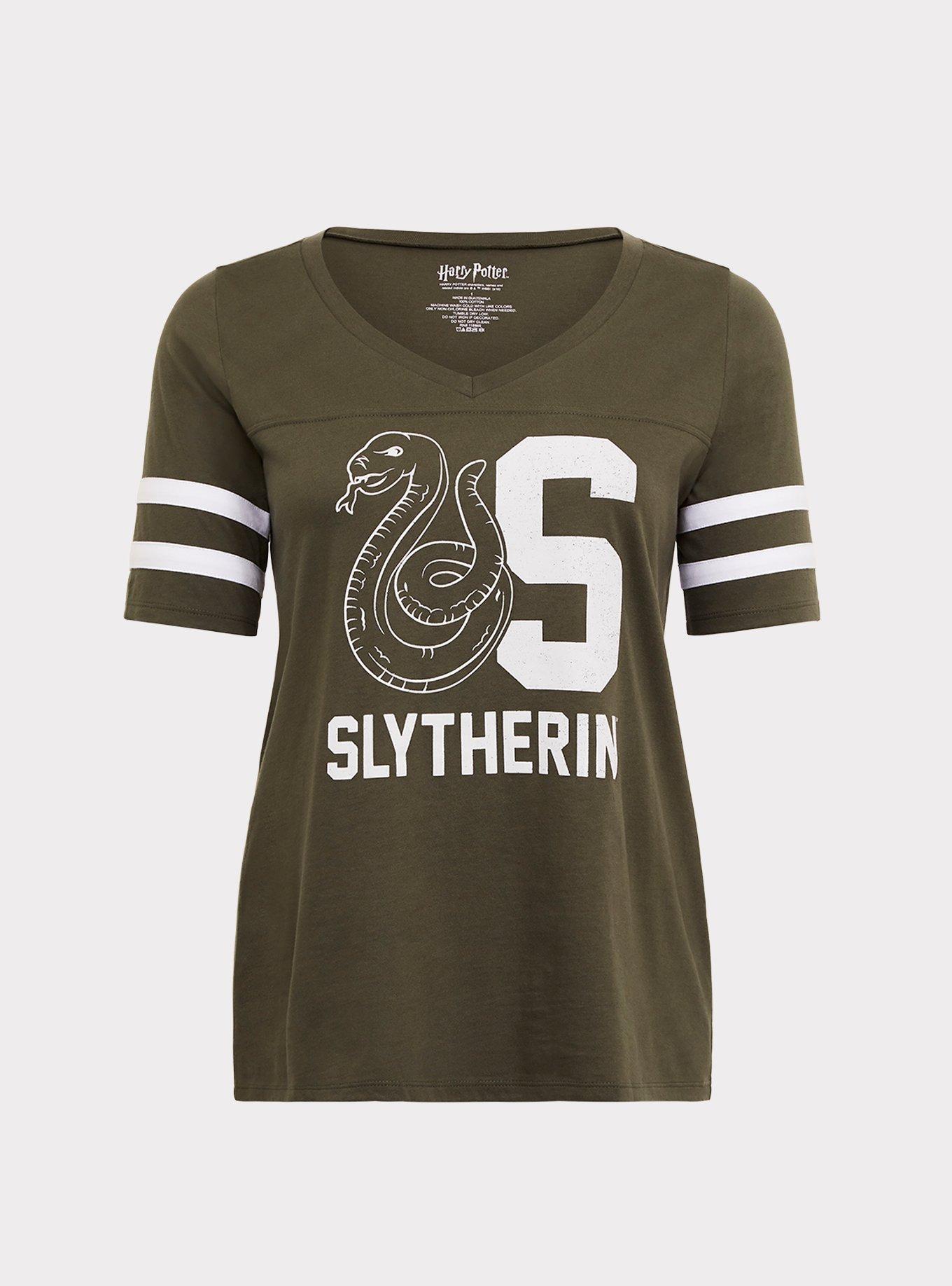 Harry Potter Slytherin Olive Green Classic Fit Football Top, DEEP DEPTHS, hi-res