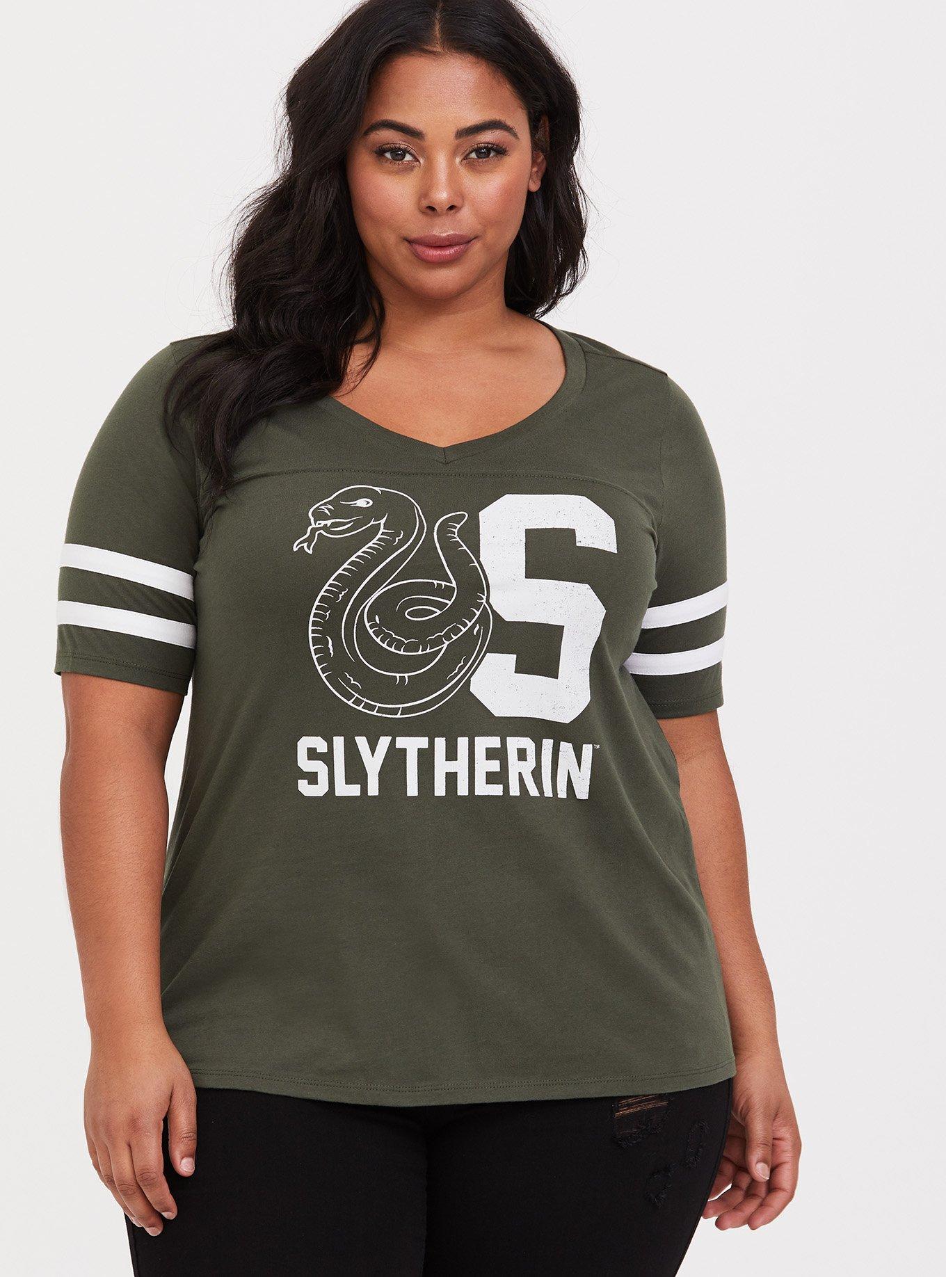 Harry Potter Slytherin Olive Green Classic Fit Football Top, , hi-res