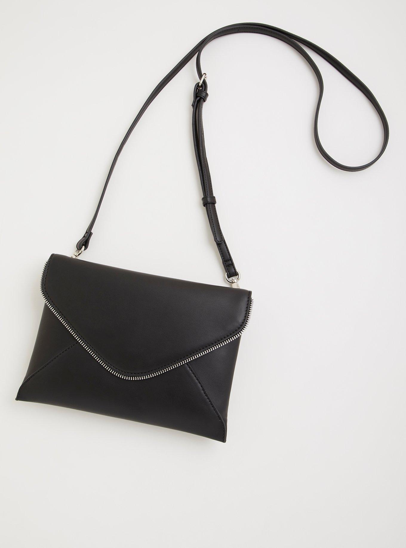 Plus Size - Black Faux Leather Envelope Crossbody - Torrid
