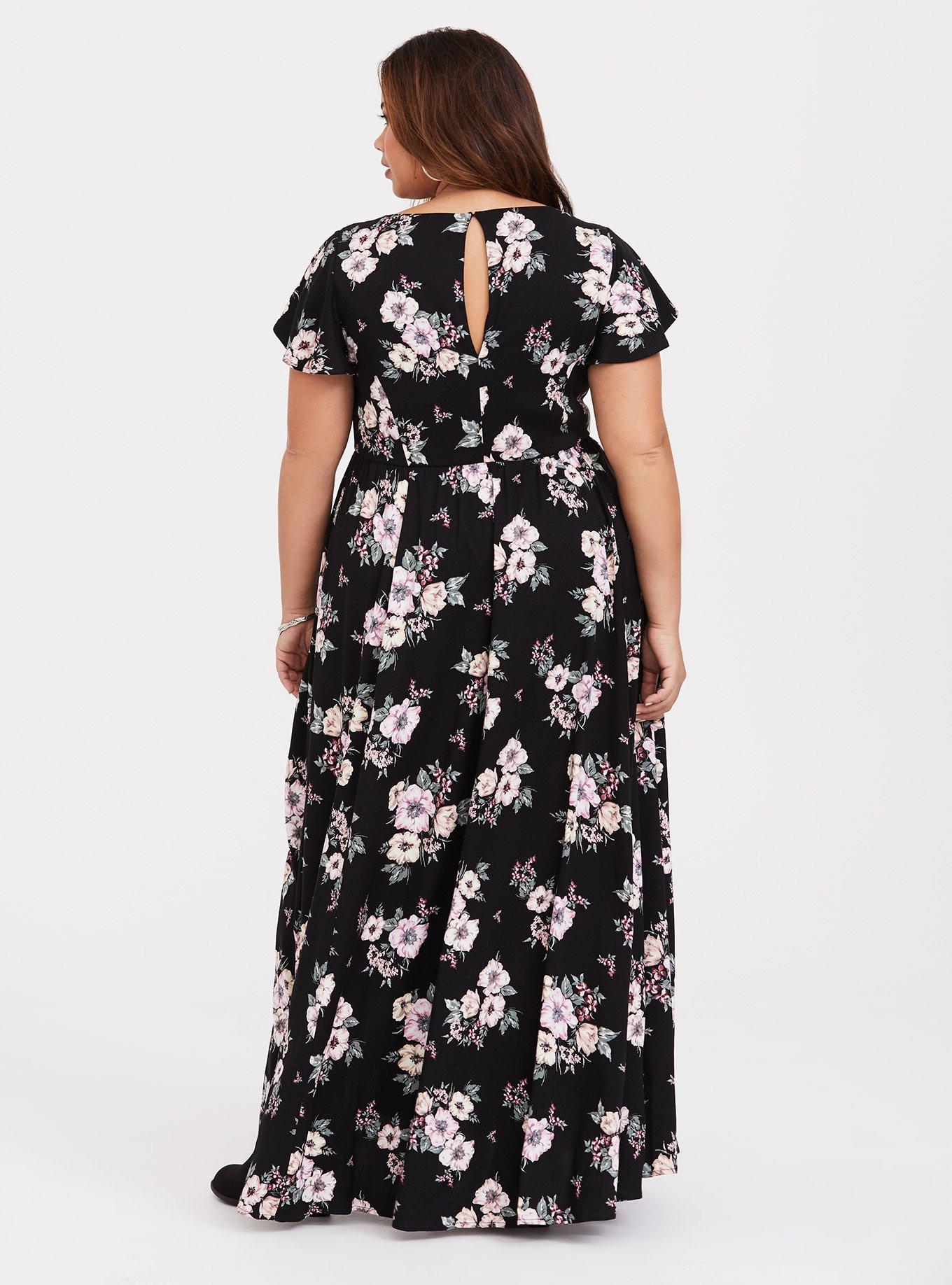 Plus Size - Black Floral Challis Maxi Dress - Torrid