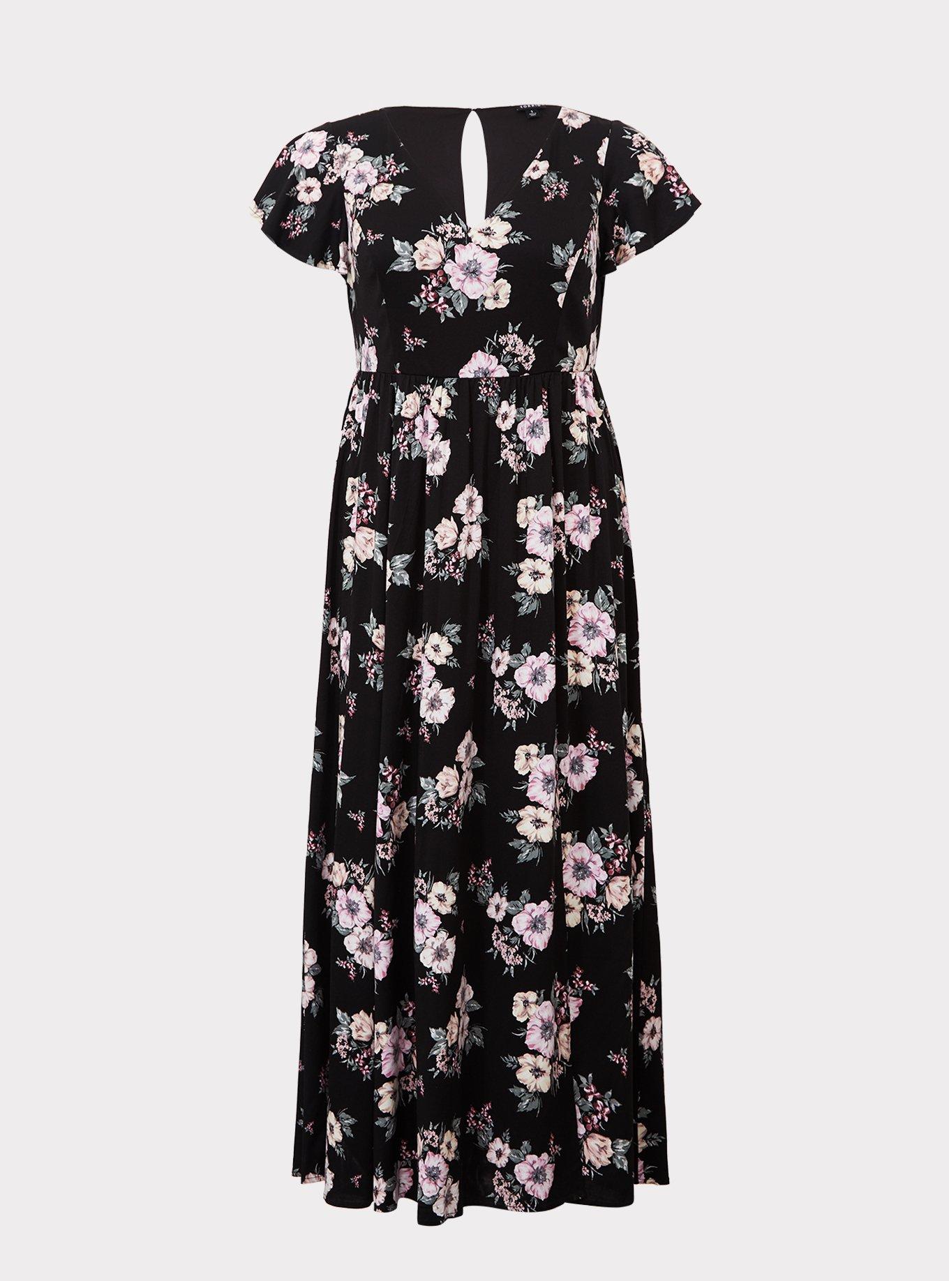 Plus Size - Black Floral Challis Maxi Dress - Torrid
