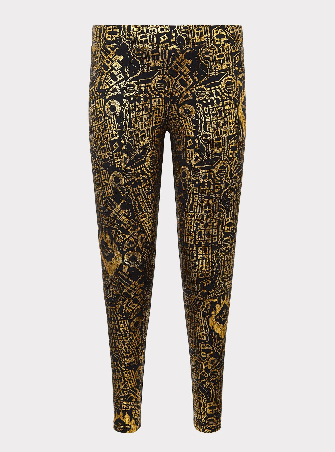 Plus Size Harry Potter Marauders Map Gold Foil Legging Torrid