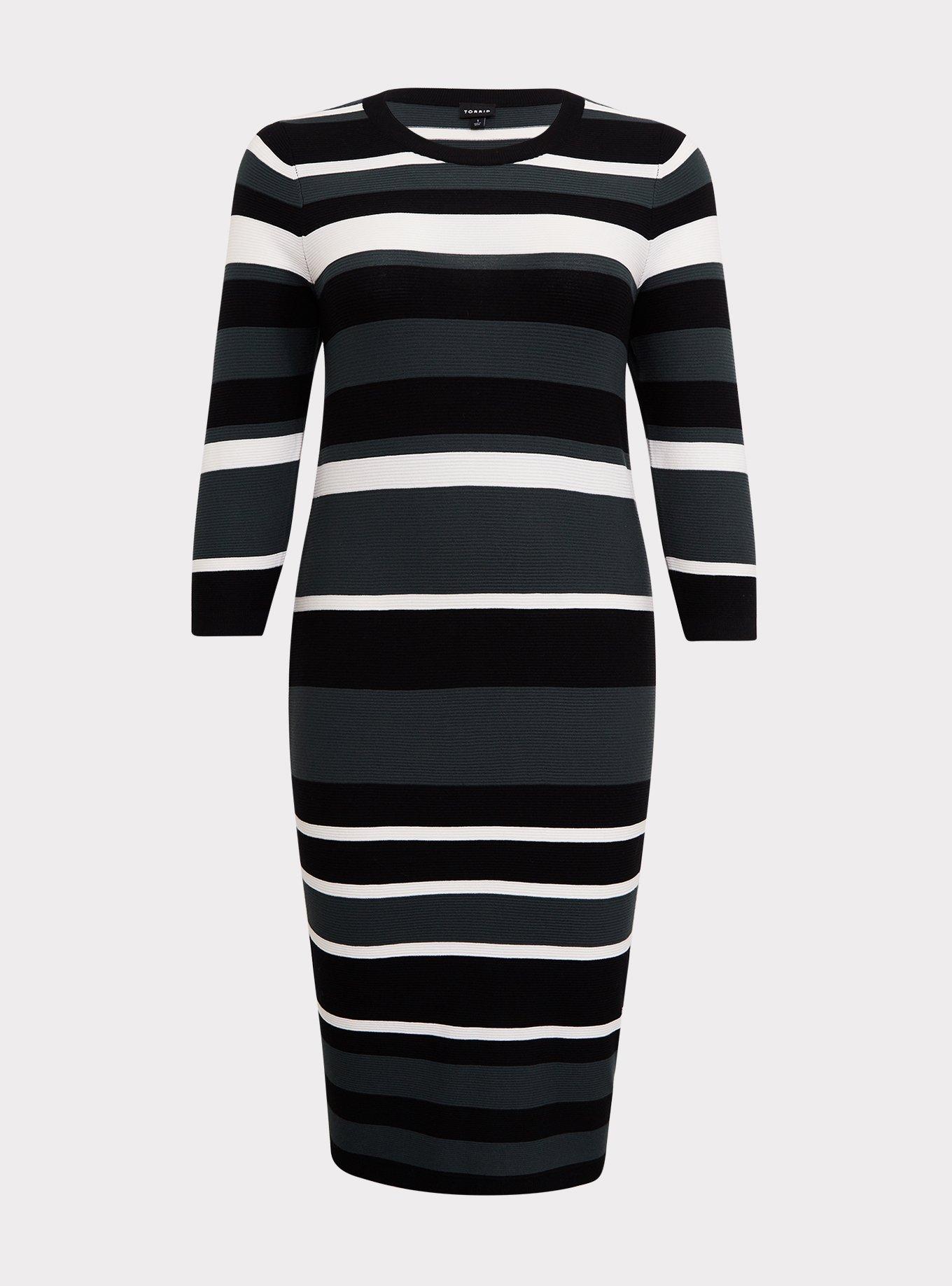 Midi Sweater Dress, STRIPE GREEN, hi-res