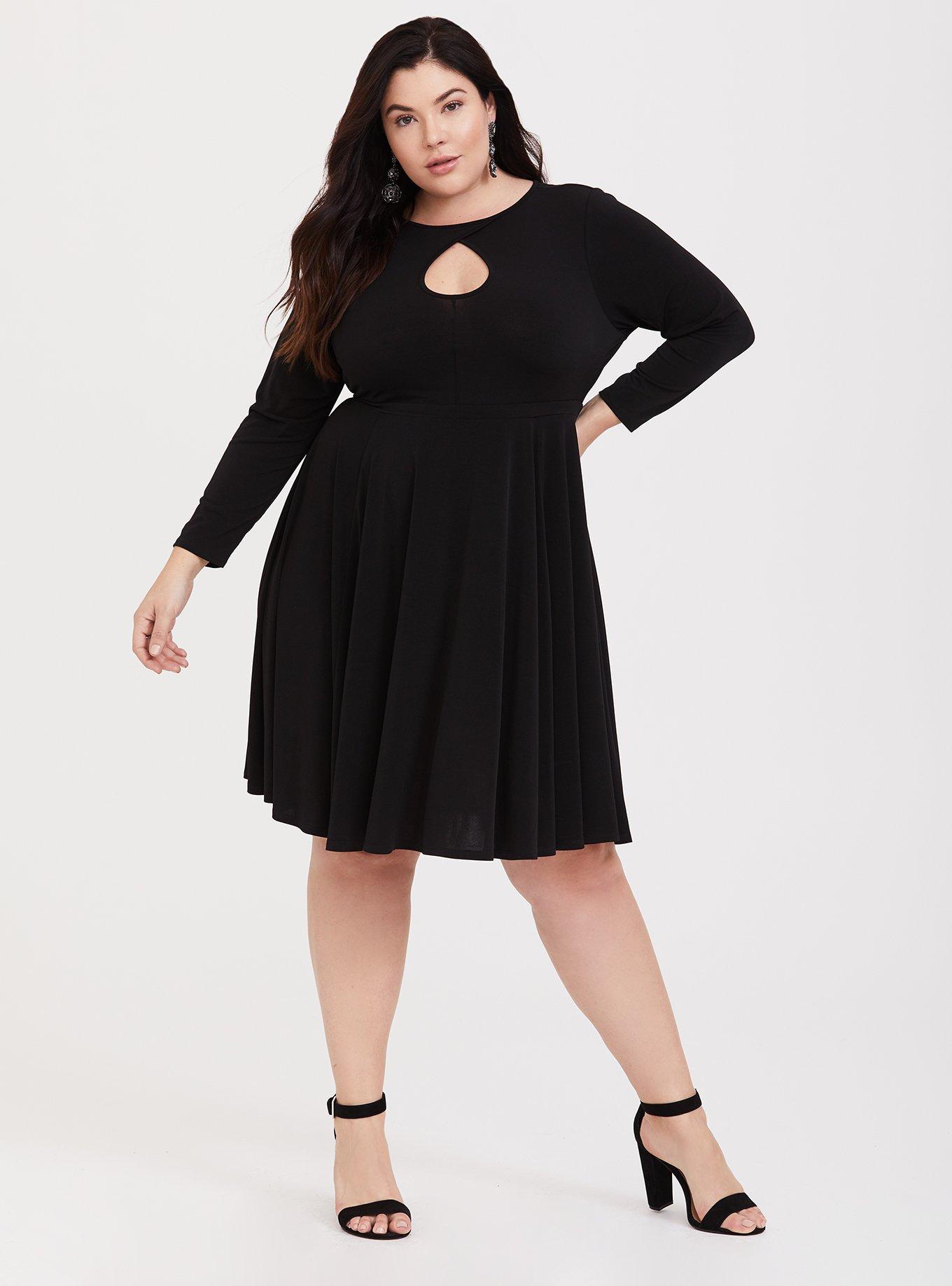 Plus Size - Black Studio Knit Keyhole Skater Dress - Torrid