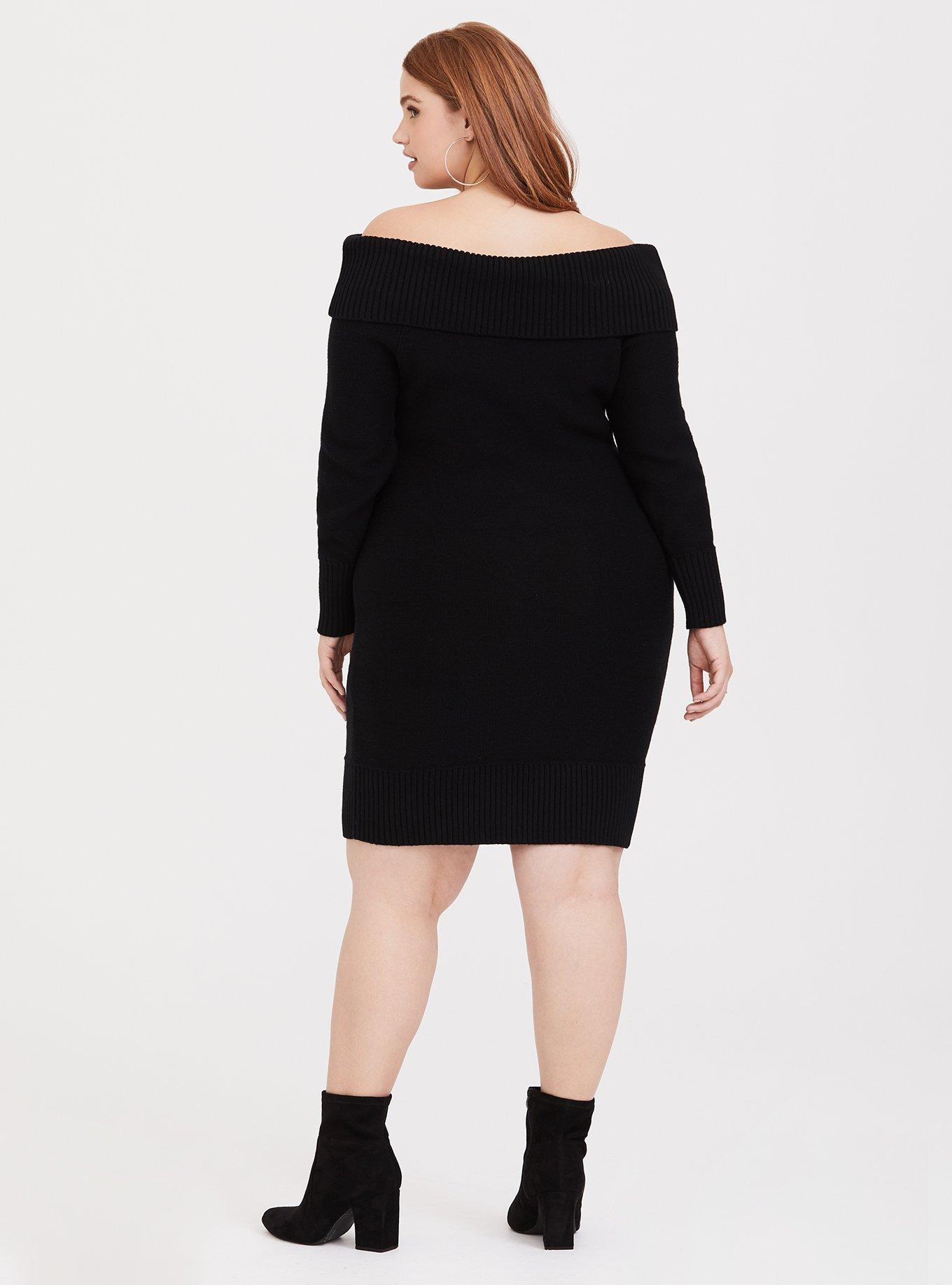 off shoulder sweater dress plus size