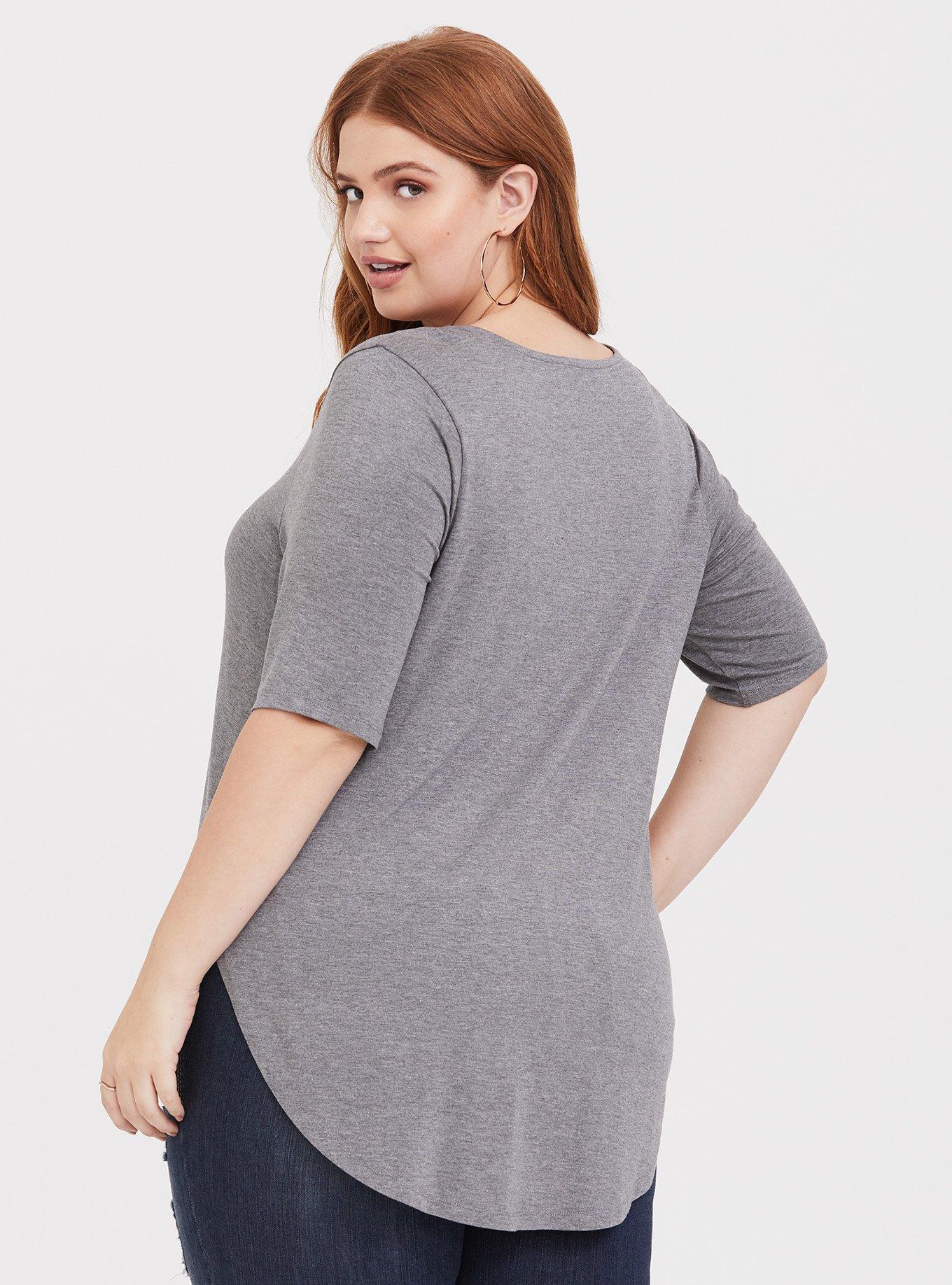 Super Soft Grey Be Nice V-Neck Tunic Tee, MEDIUM HEATHER GREY, alternate