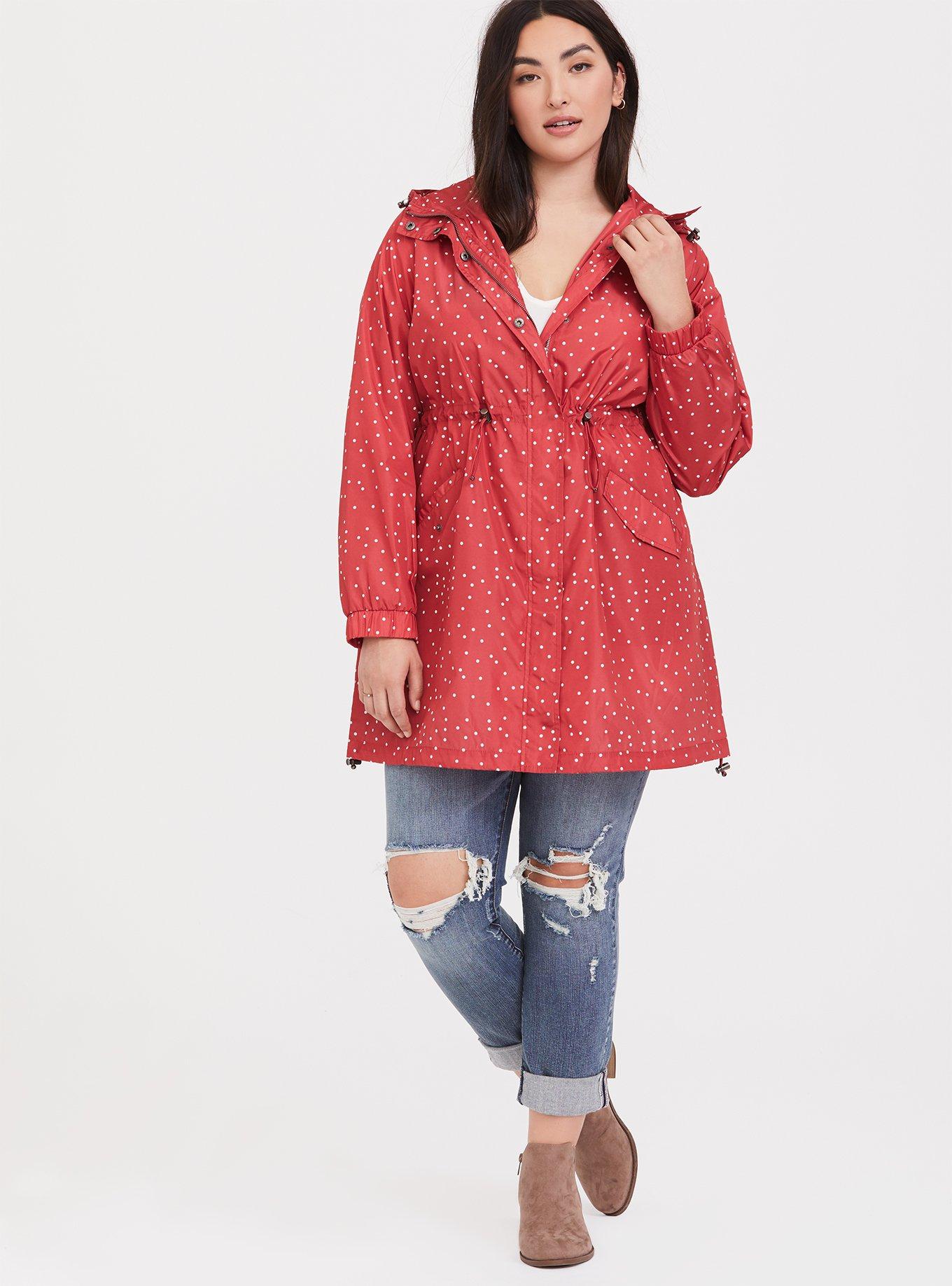 Plus size red on sale raincoat