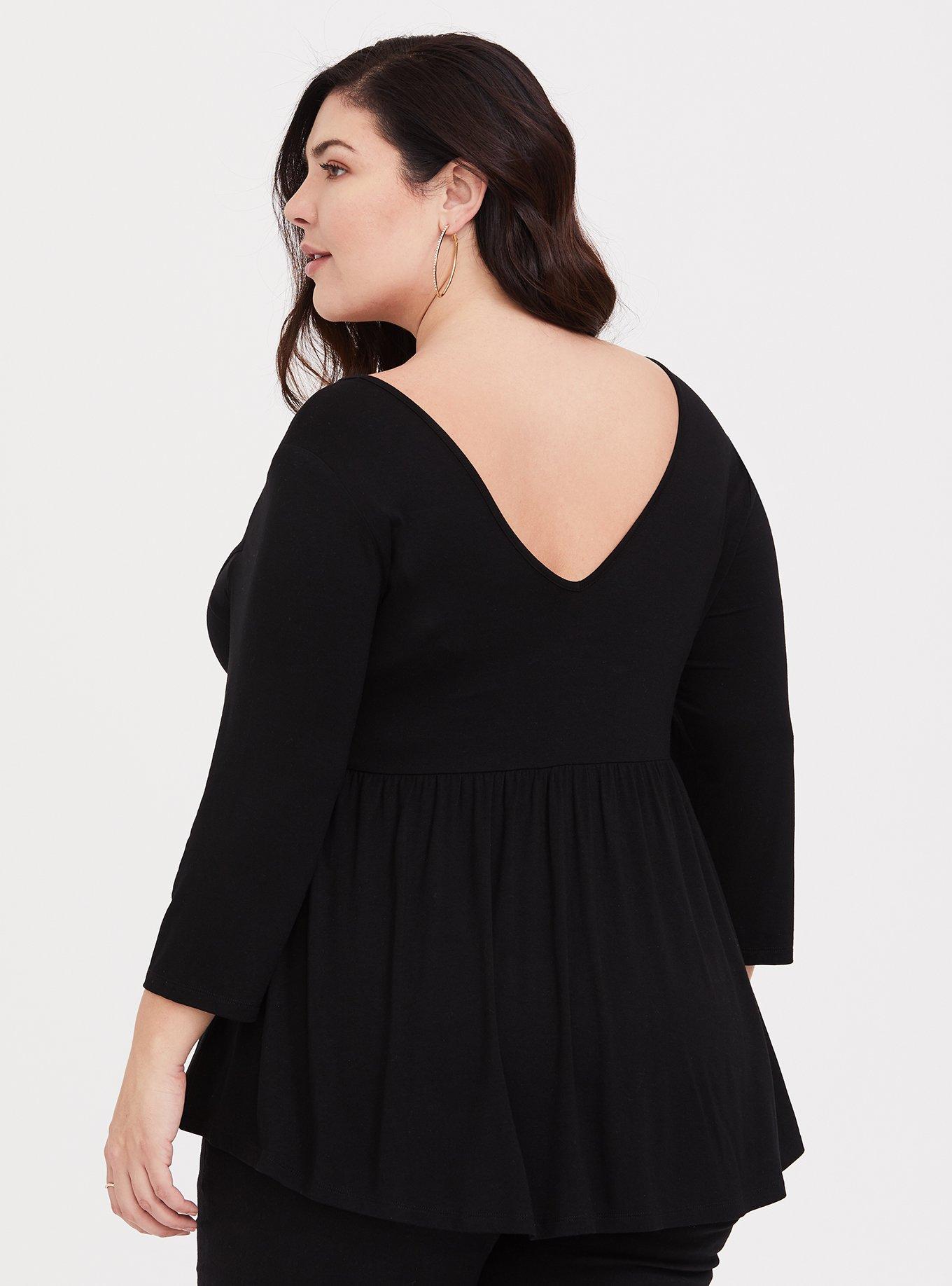 Plus Size - Super Soft Black Babydoll Top - Torrid