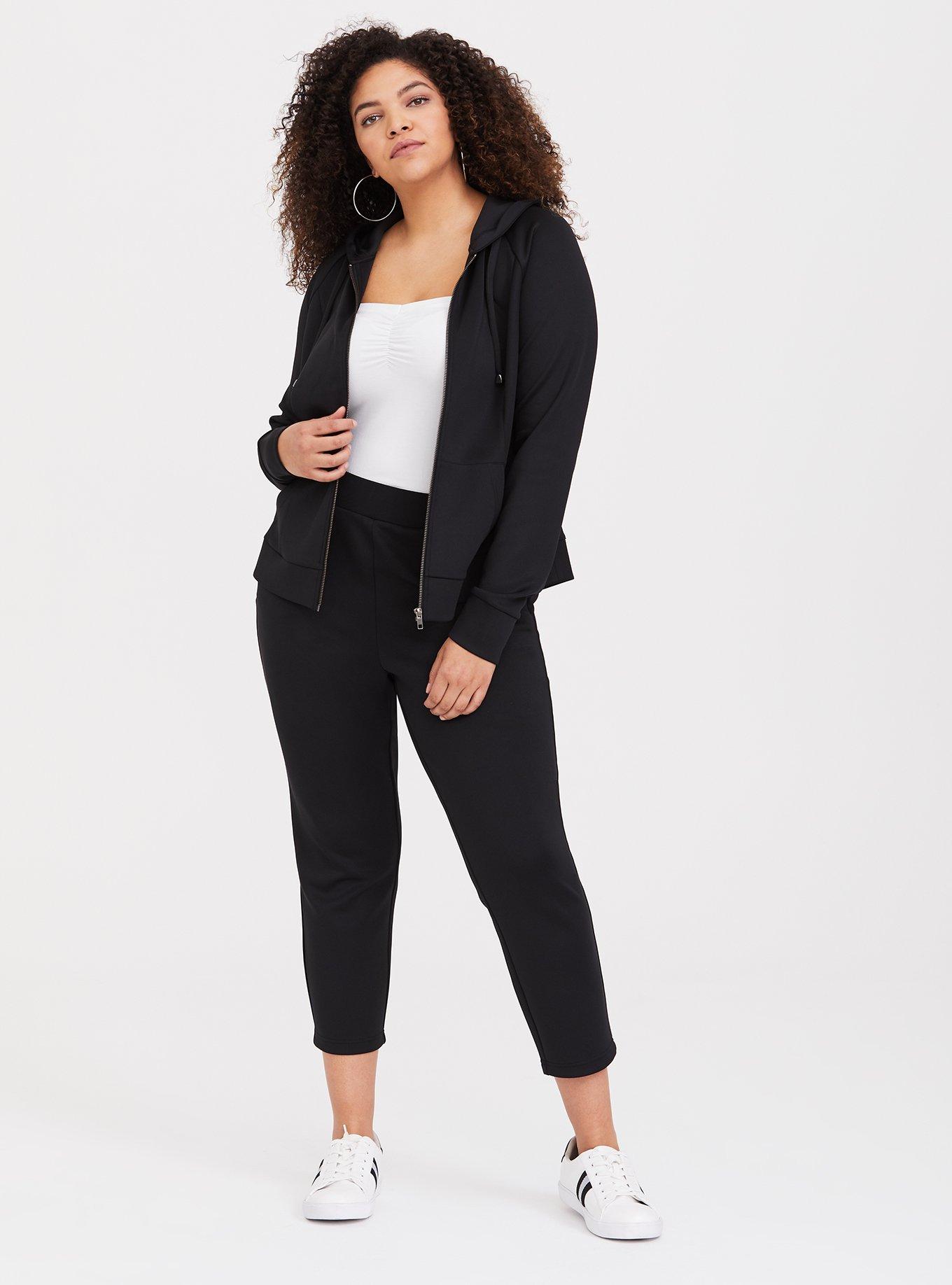 Plus Size Black Scuba Straight Leg Jogger, DEEP BLACK, alternate