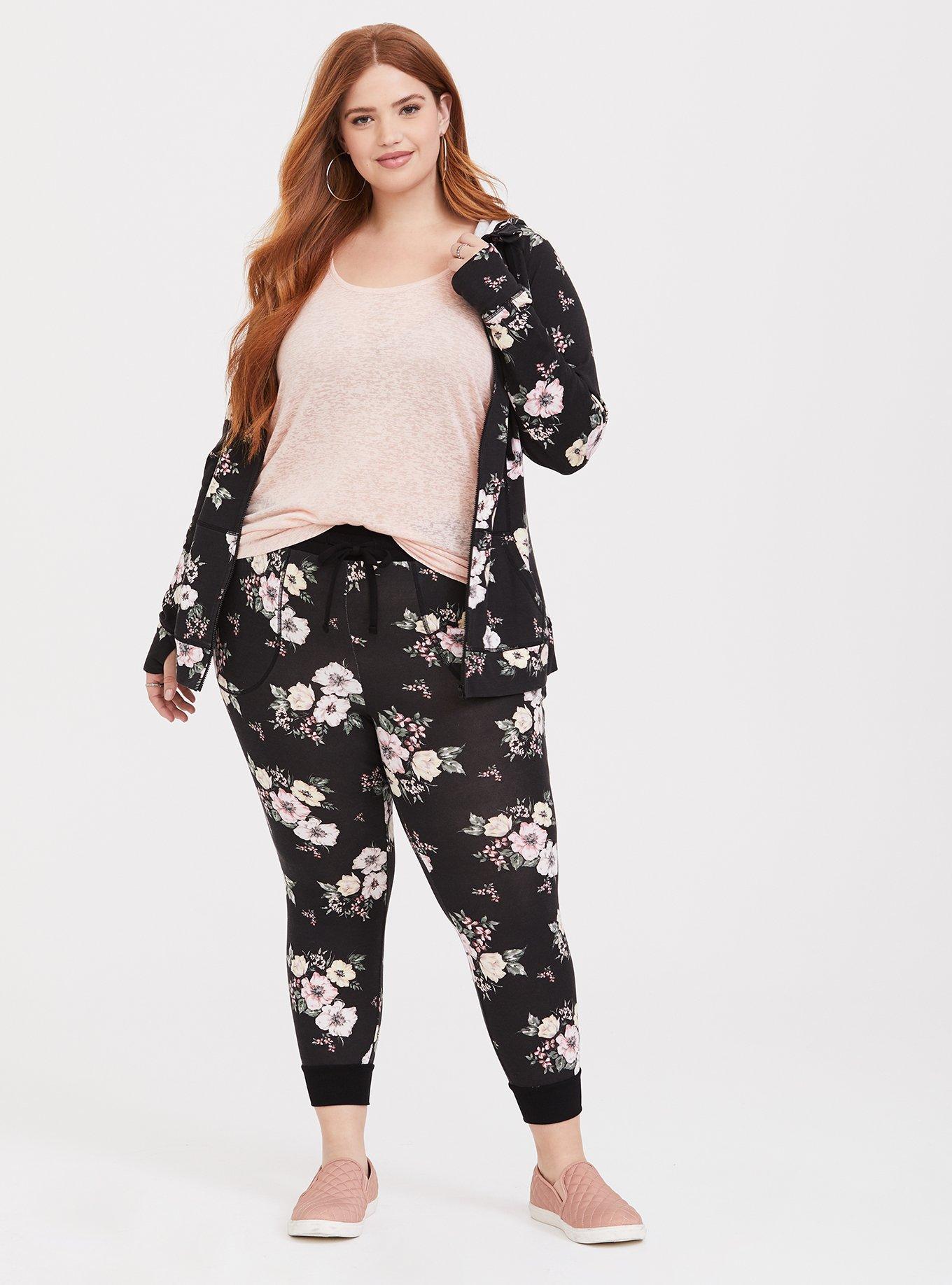 Black Floral Drawstring Jogger, SPRING RISING, alternate