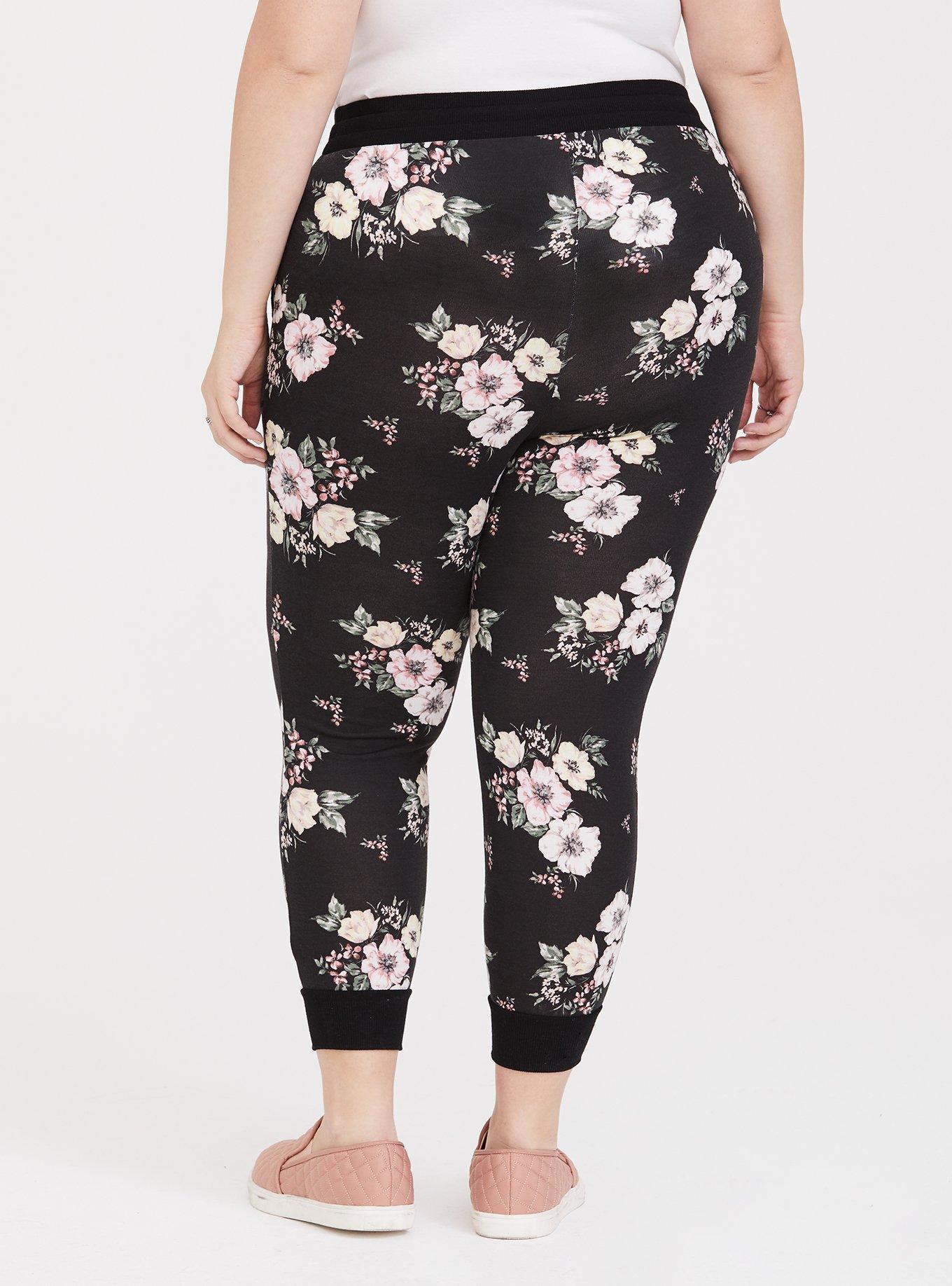 Black Floral Drawstring Jogger, SPRING RISING, alternate