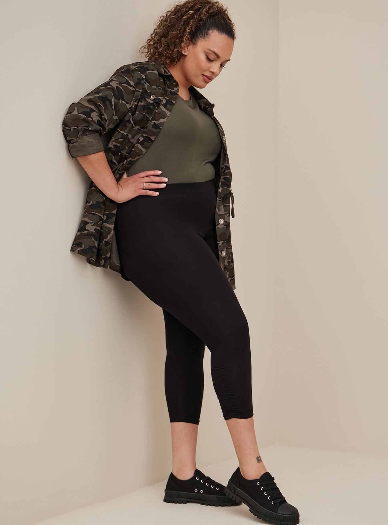 RUCHED WAIST LEGGINGS in Black