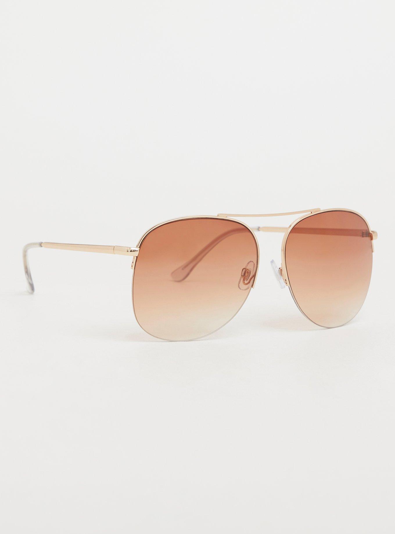 Rose Gold Tri Color 70s Aviator Sunglasses, , alternate