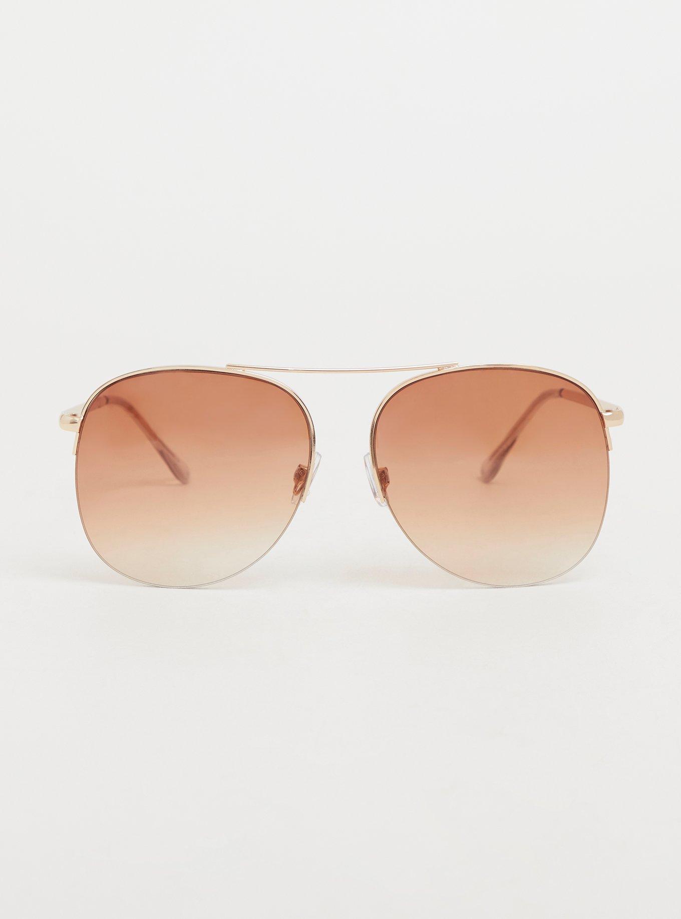 Rose Gold Tri Color 70s Aviator Sunglasses, , hi-res