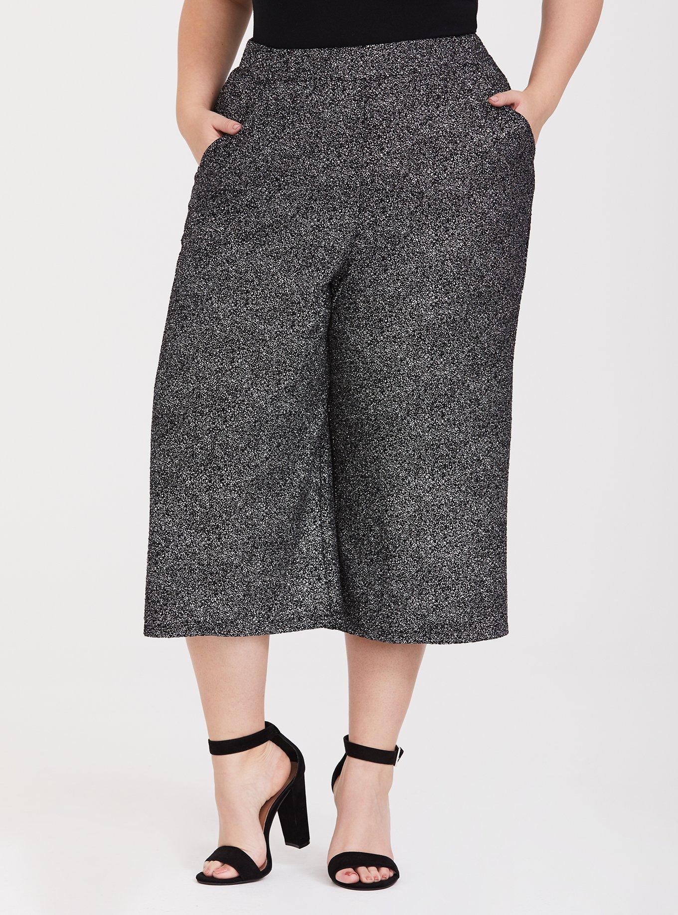 Black Shimmer Culotte Set, DEEP BLACK, alternate