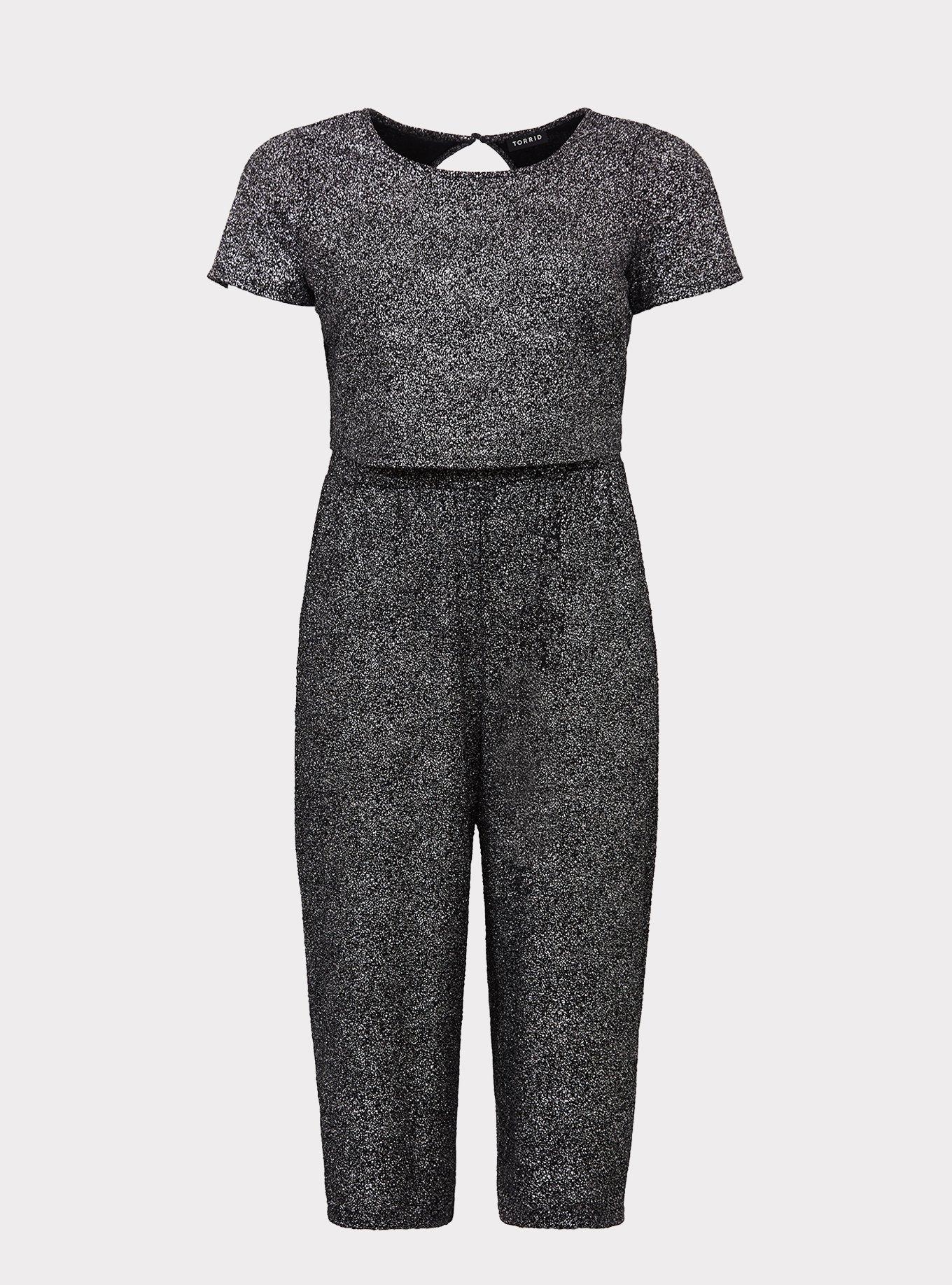 Black Shimmer Culotte Set, DEEP BLACK, hi-res