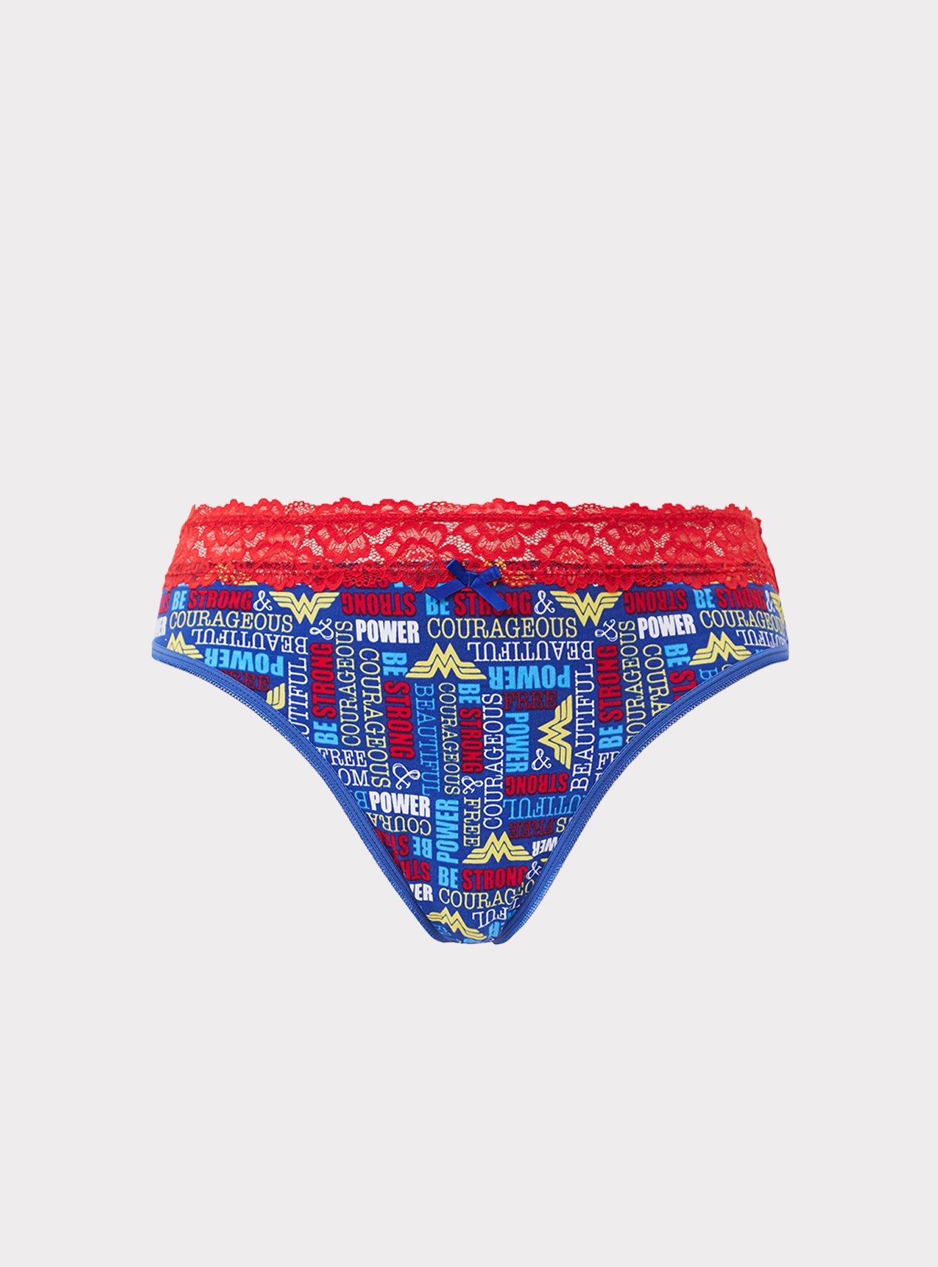 Plus Size - Wonder Woman Blue & Red Cotton Thong Panty - Torrid