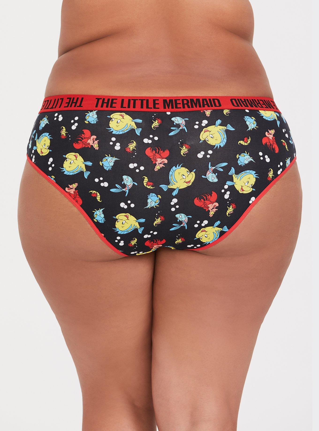 Plus Size Disney Little Mermaid Sebastian & Flounder Cotton Boyshort Panty, , alternate