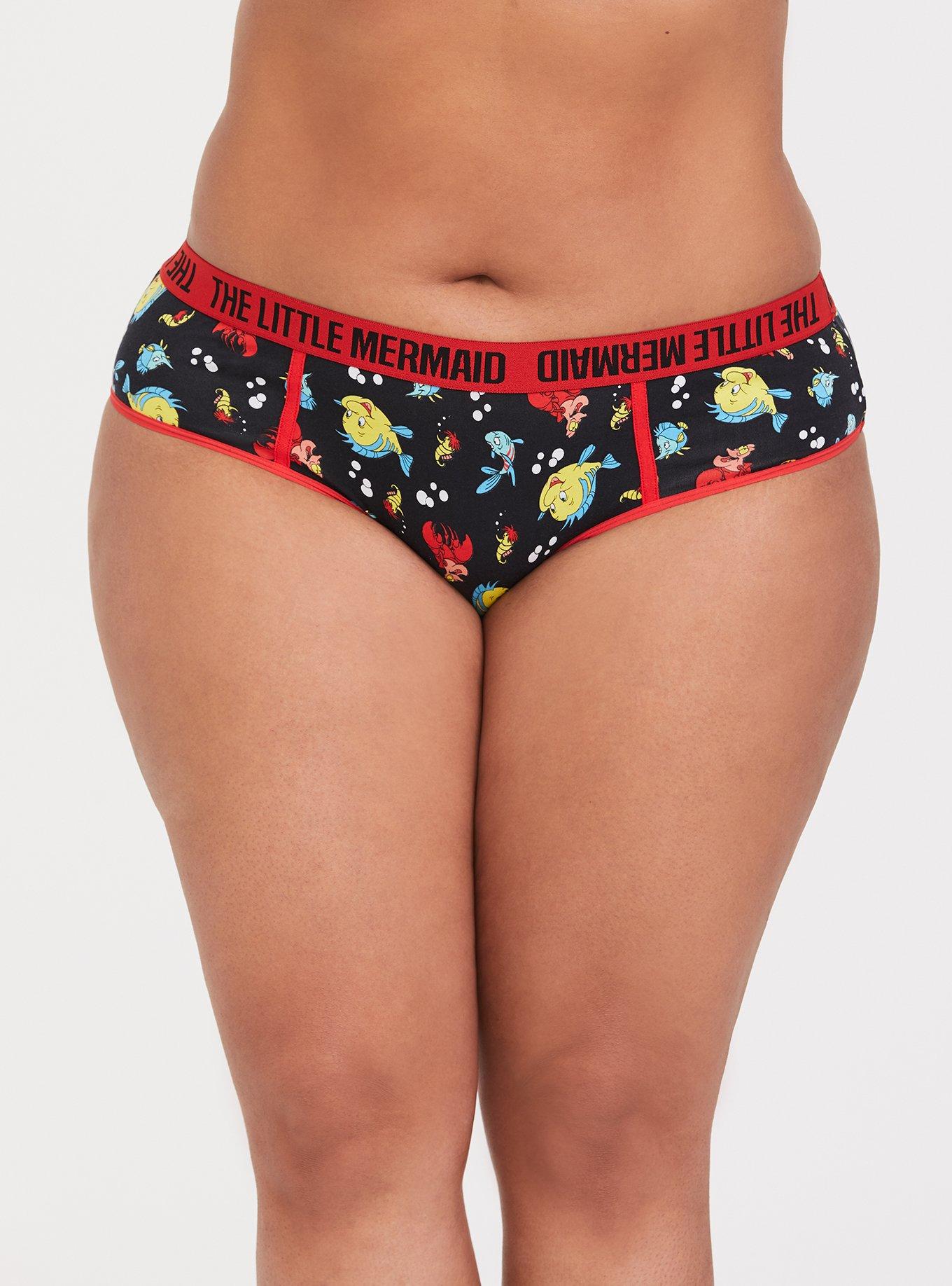 Plus Size Disney Little Mermaid Sebastian & Flounder Cotton Boyshort Panty, , hi-res