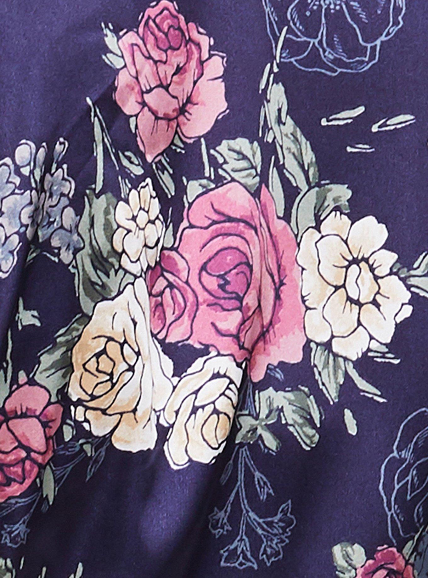 Plus Size Outlander Satin & Lace Robe, FLORAL, alternate