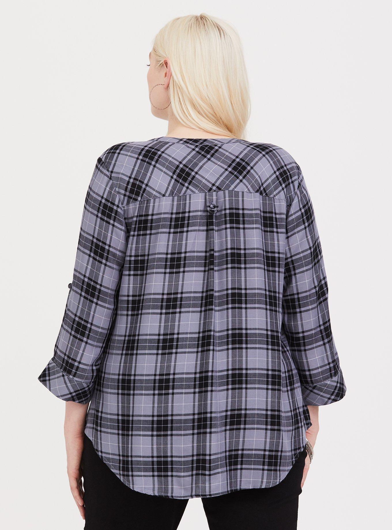 Harper - Blue Black Plaid Twill Pullover, SOFT PLAID, alternate