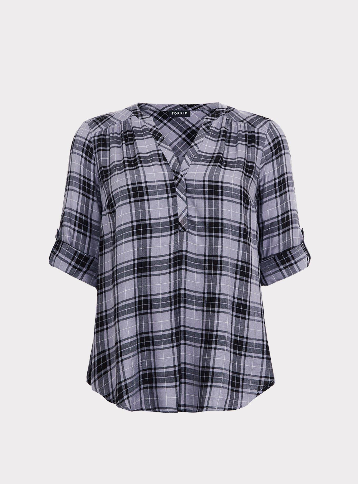 Harper - Blue Black Plaid Twill Pullover, SOFT PLAID, hi-res