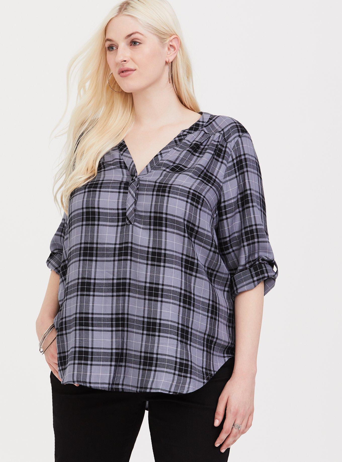 Harper - Blue Black Plaid Twill Pullover, SOFT PLAID, hi-res